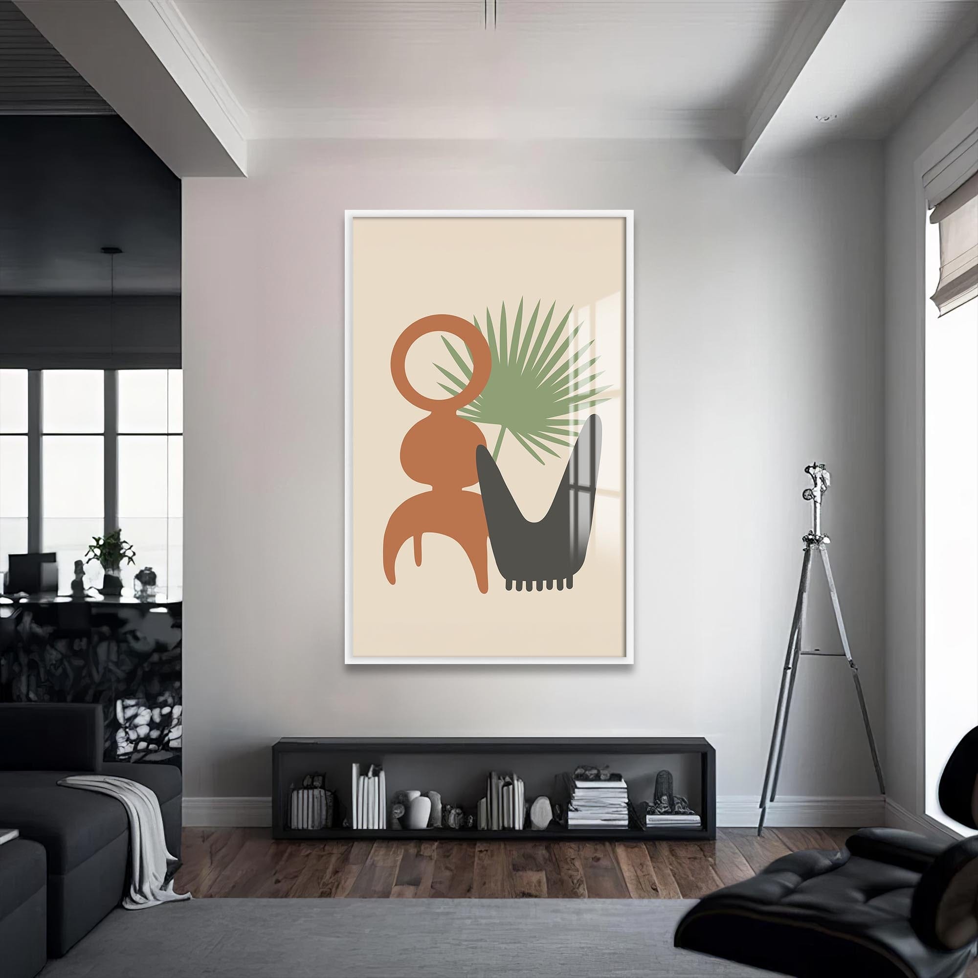 Artronauts Glass Print S | 72x46 cm | 28.3"x18.1" / White Palm Still Life– Bohemian Tempered Glass Wall Art