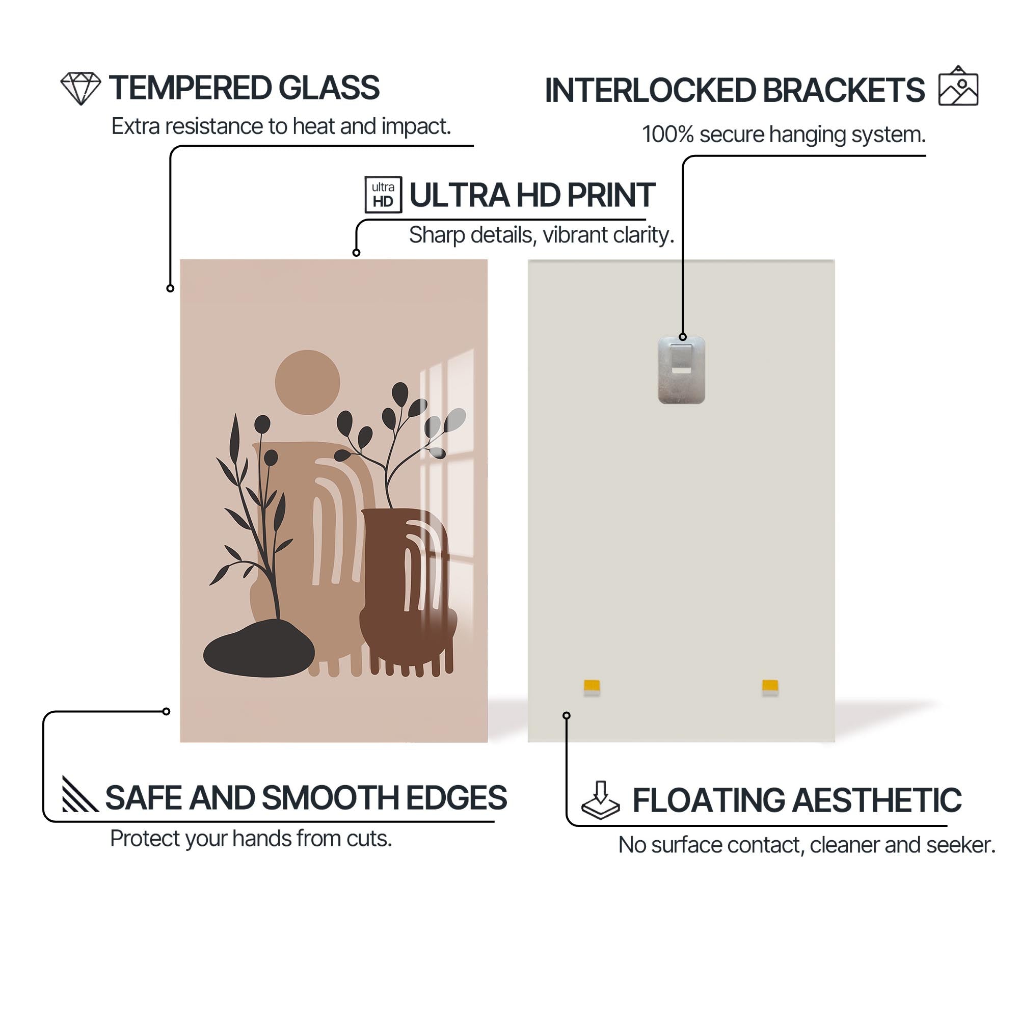 Desert Vase Composition– Bohemian Tempered Glass Wall Art