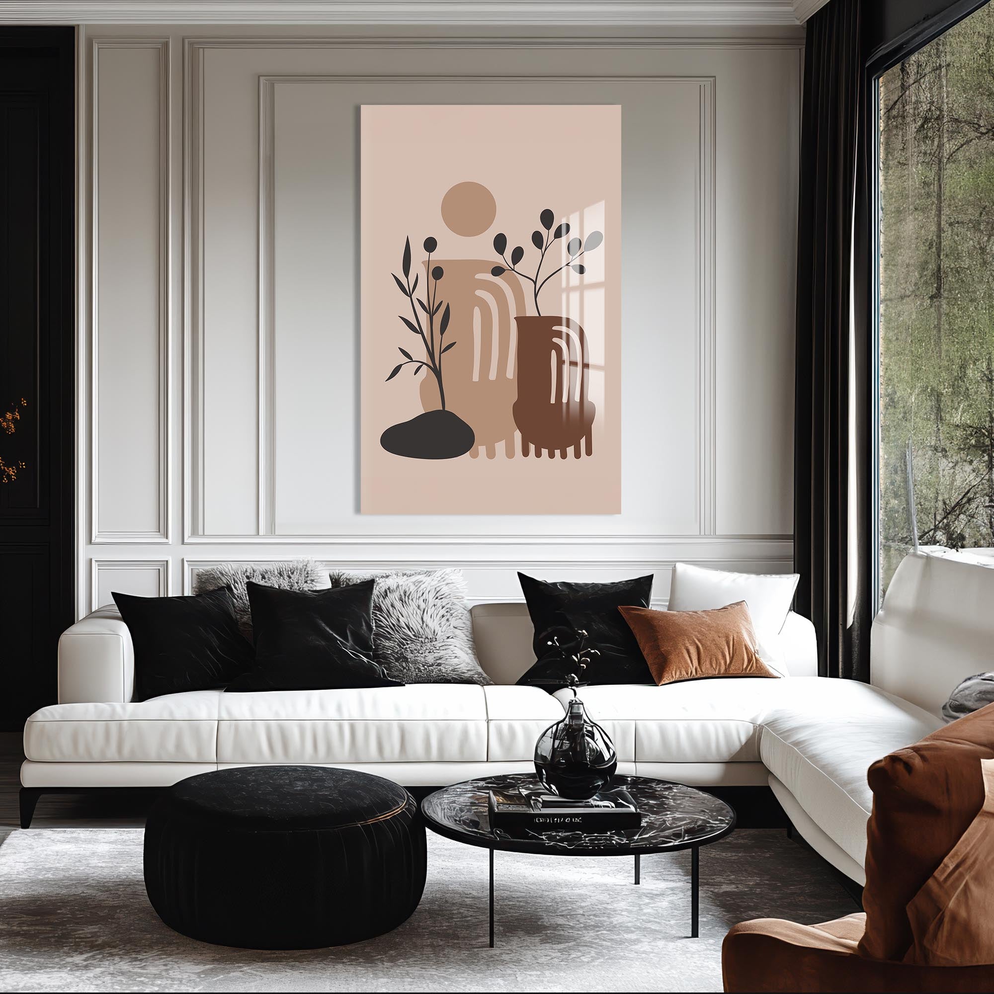 Desert Vase Composition– Bohemian Tempered Glass Wall Art