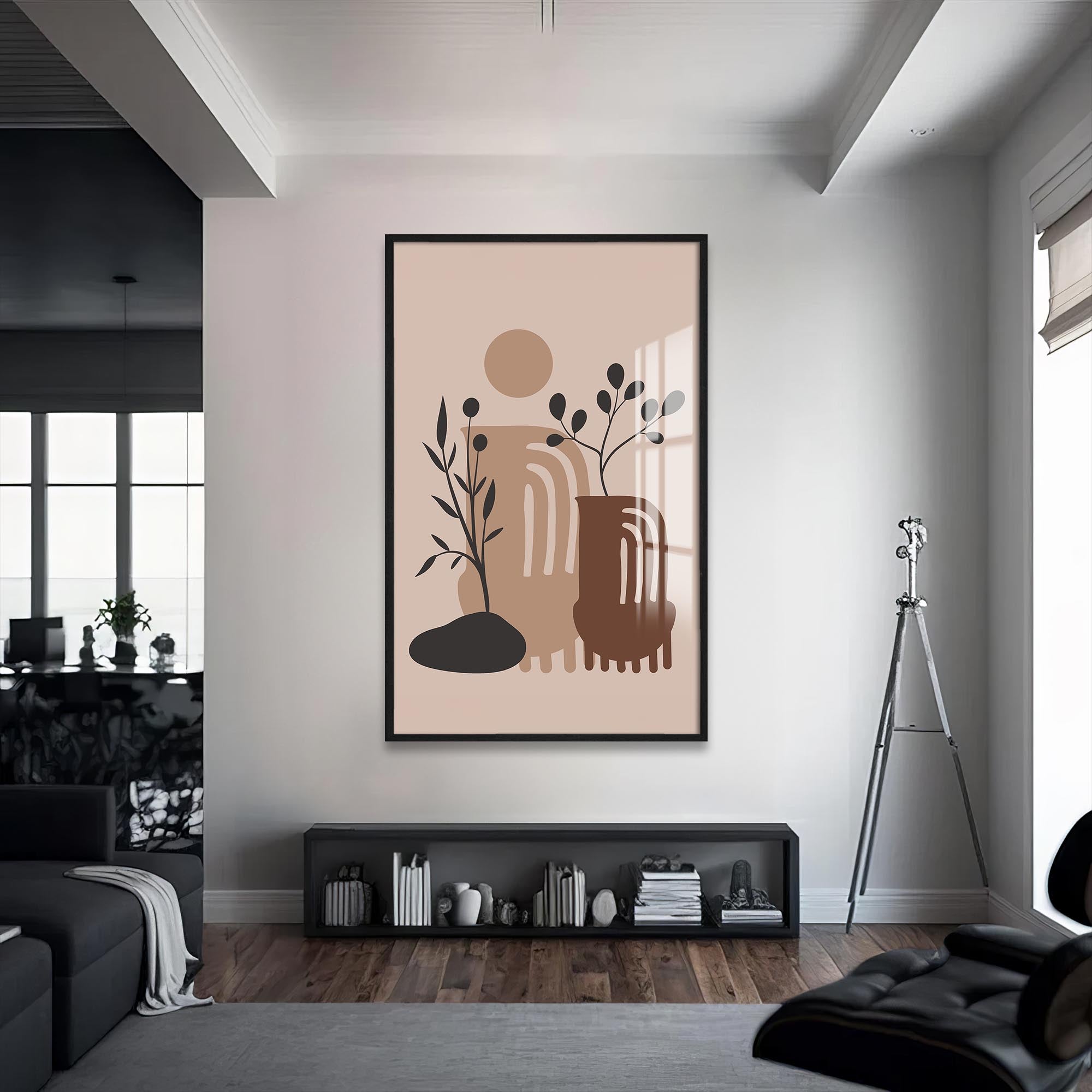 Desert Vase Composition– Bohemian Tempered Glass Wall Art