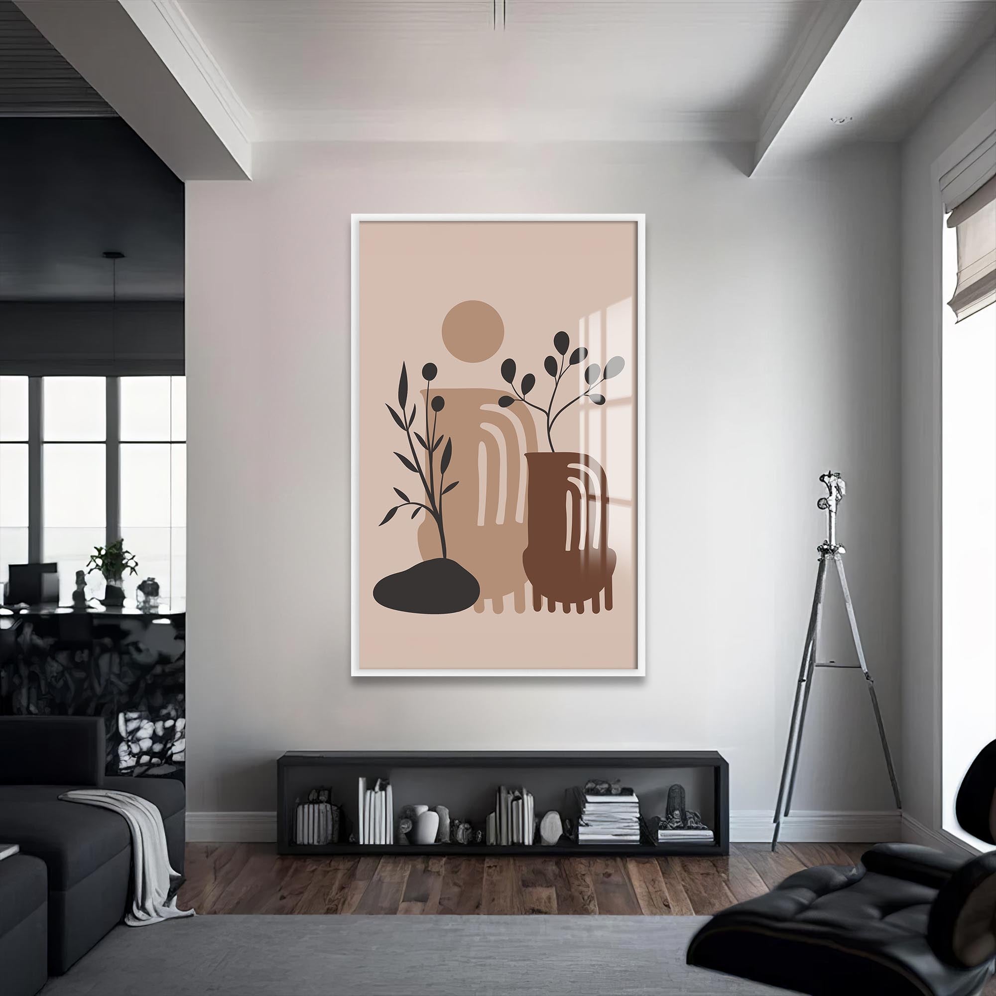 Desert Vase Composition– Bohemian Tempered Glass Wall Art