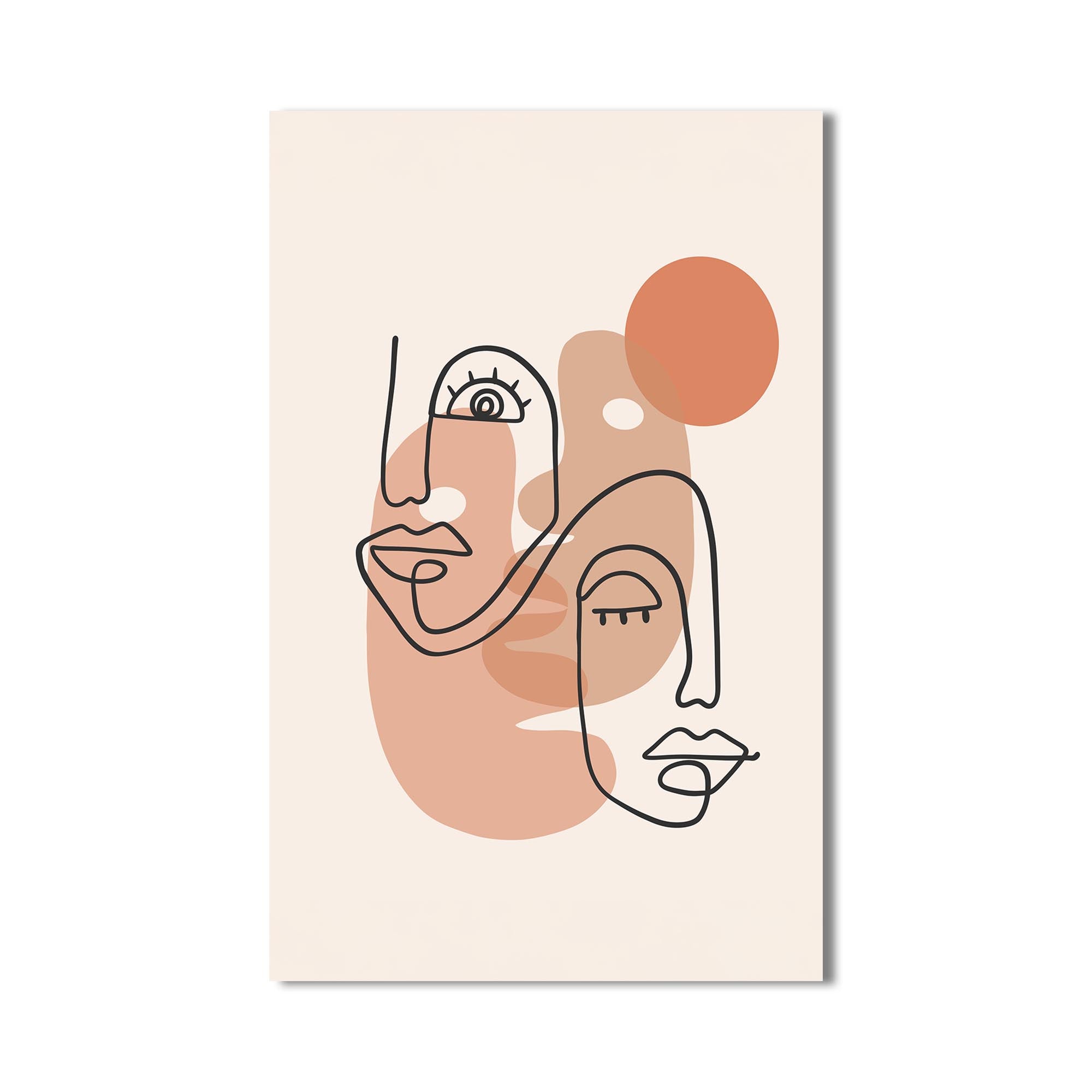 Dual Faces Line Art– Bohemian Tempered Glass Wall Art