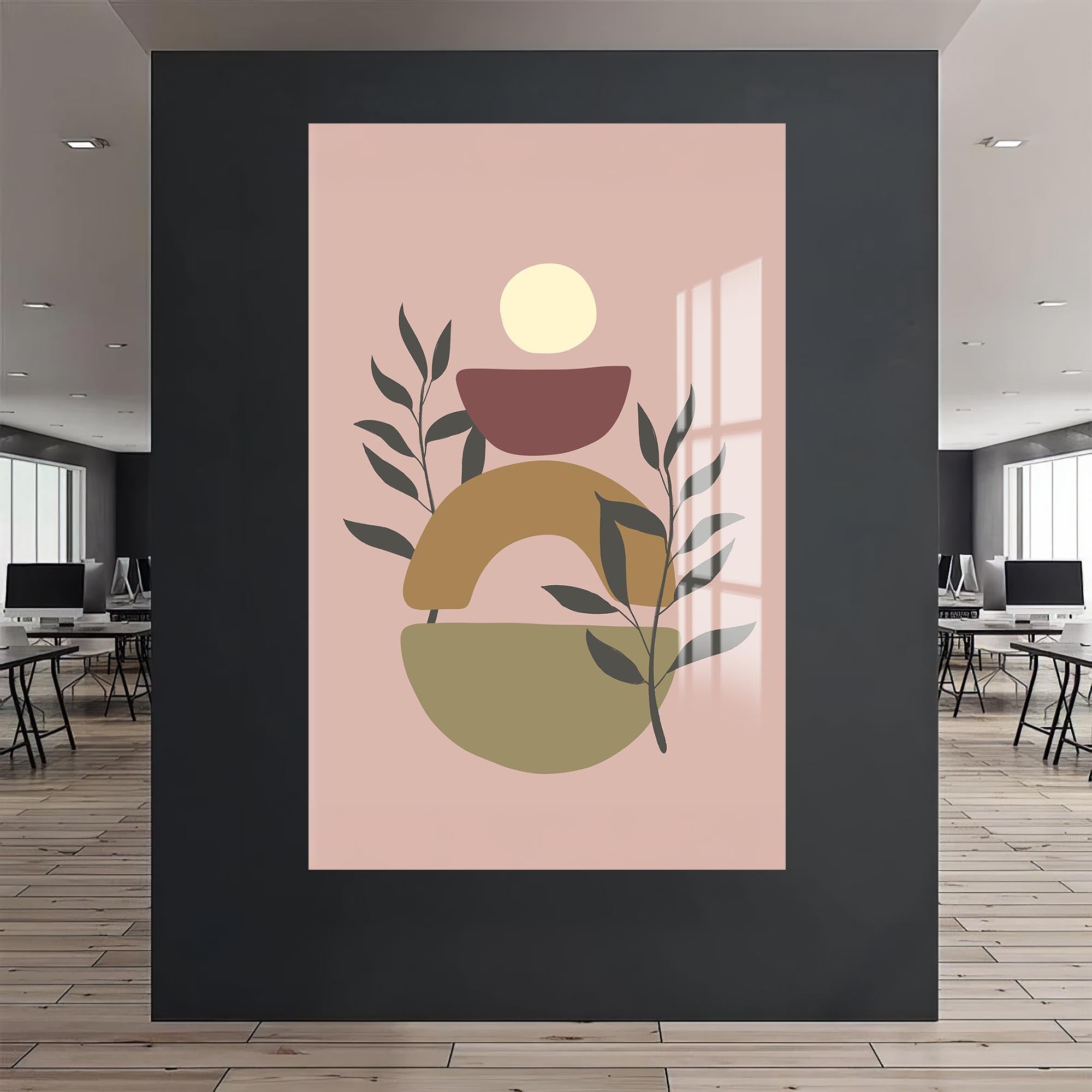 Soft Terracotta Balance– Bohemian Tempered Glass Wall Art