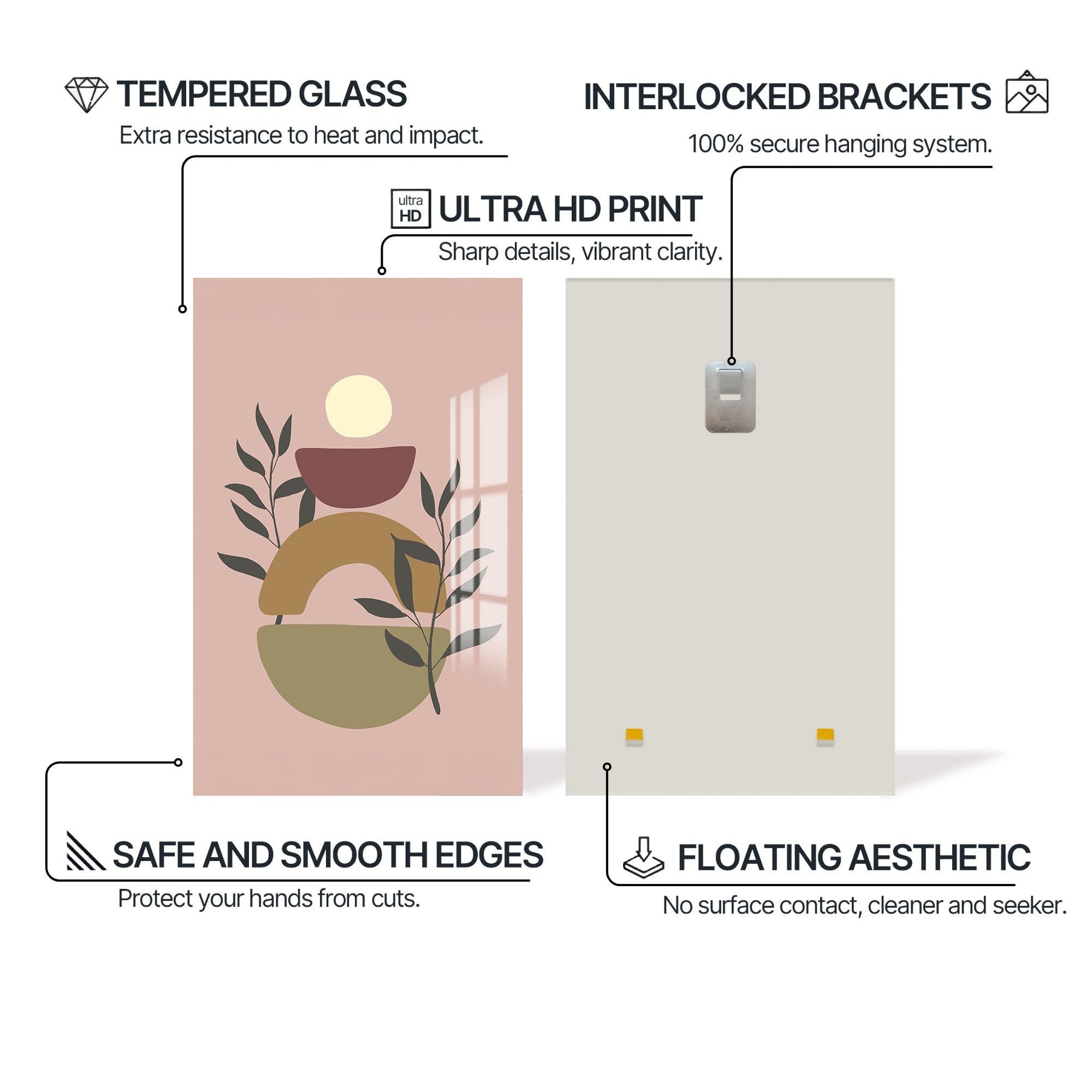 Soft Terracotta Balance– Bohemian Tempered Glass Wall Art