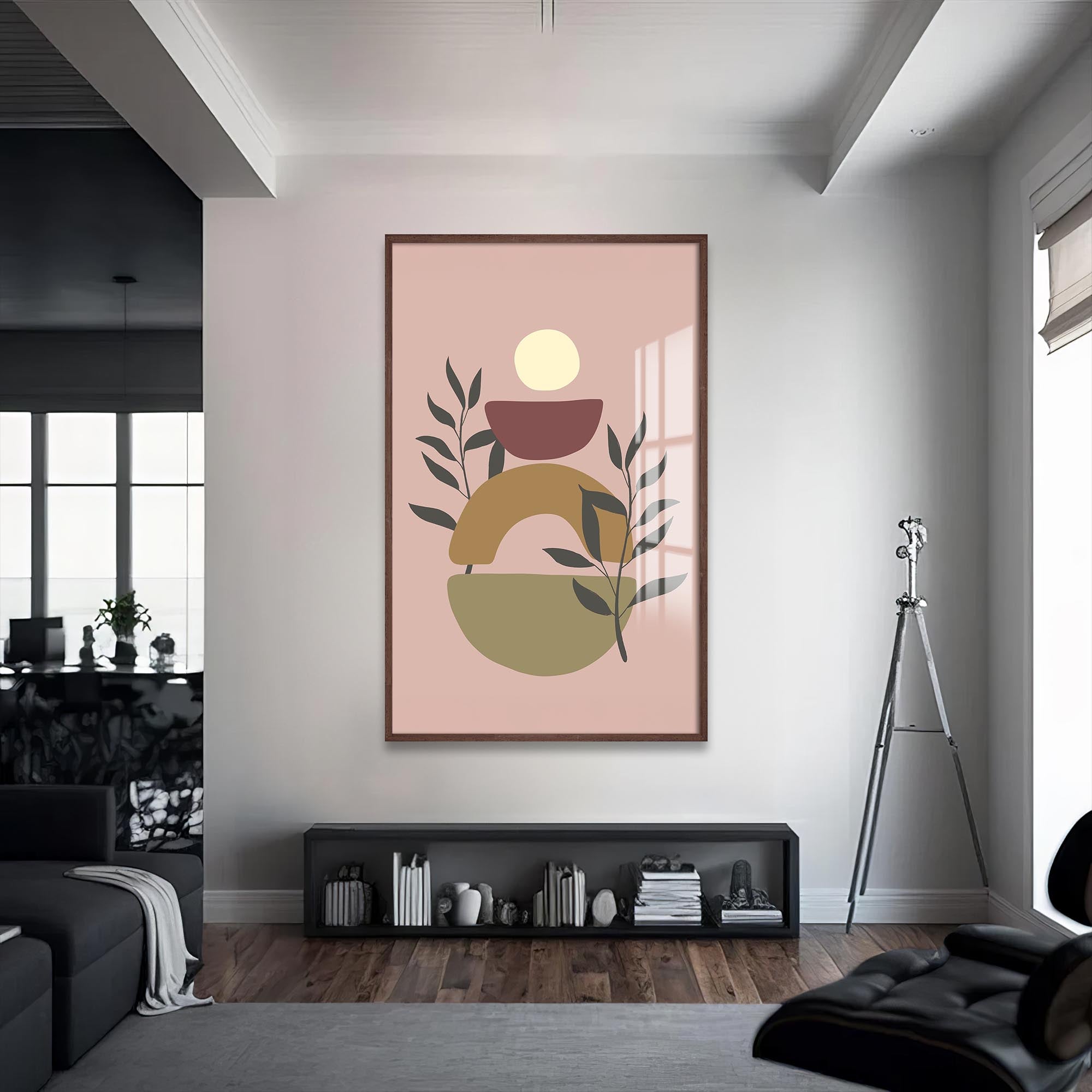 Soft Terracotta Balance– Bohemian Tempered Glass Wall Art