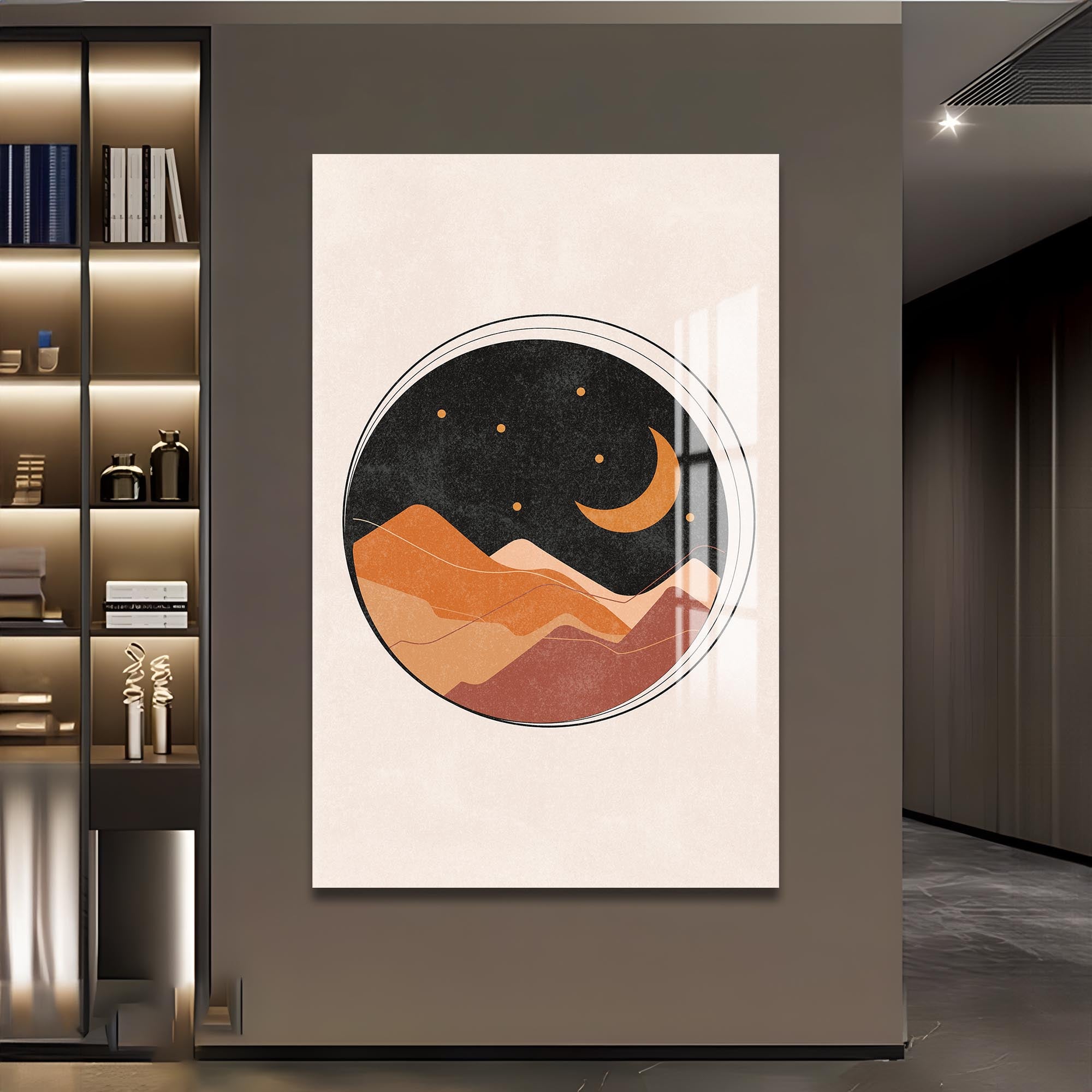 Desert Moonscape– Bohemian Tempered Glass Wall Art