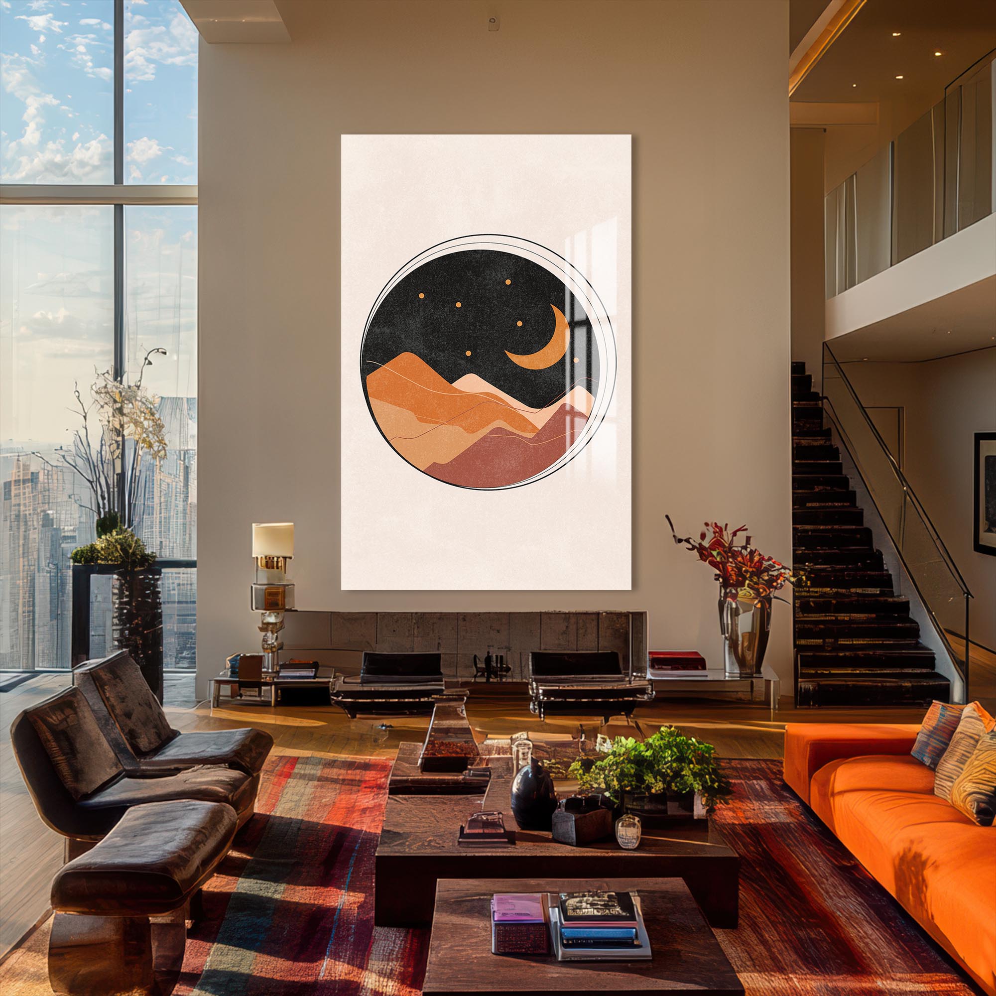 Desert Moonscape– Bohemian Tempered Glass Wall Art