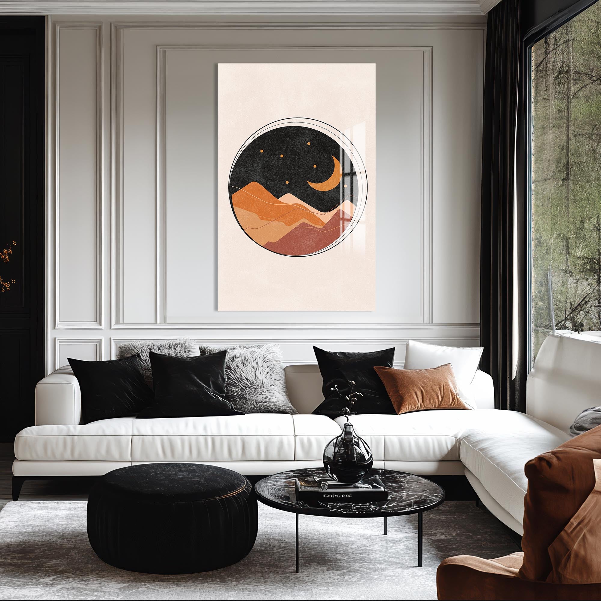 Desert Moonscape– Bohemian Tempered Glass Wall Art