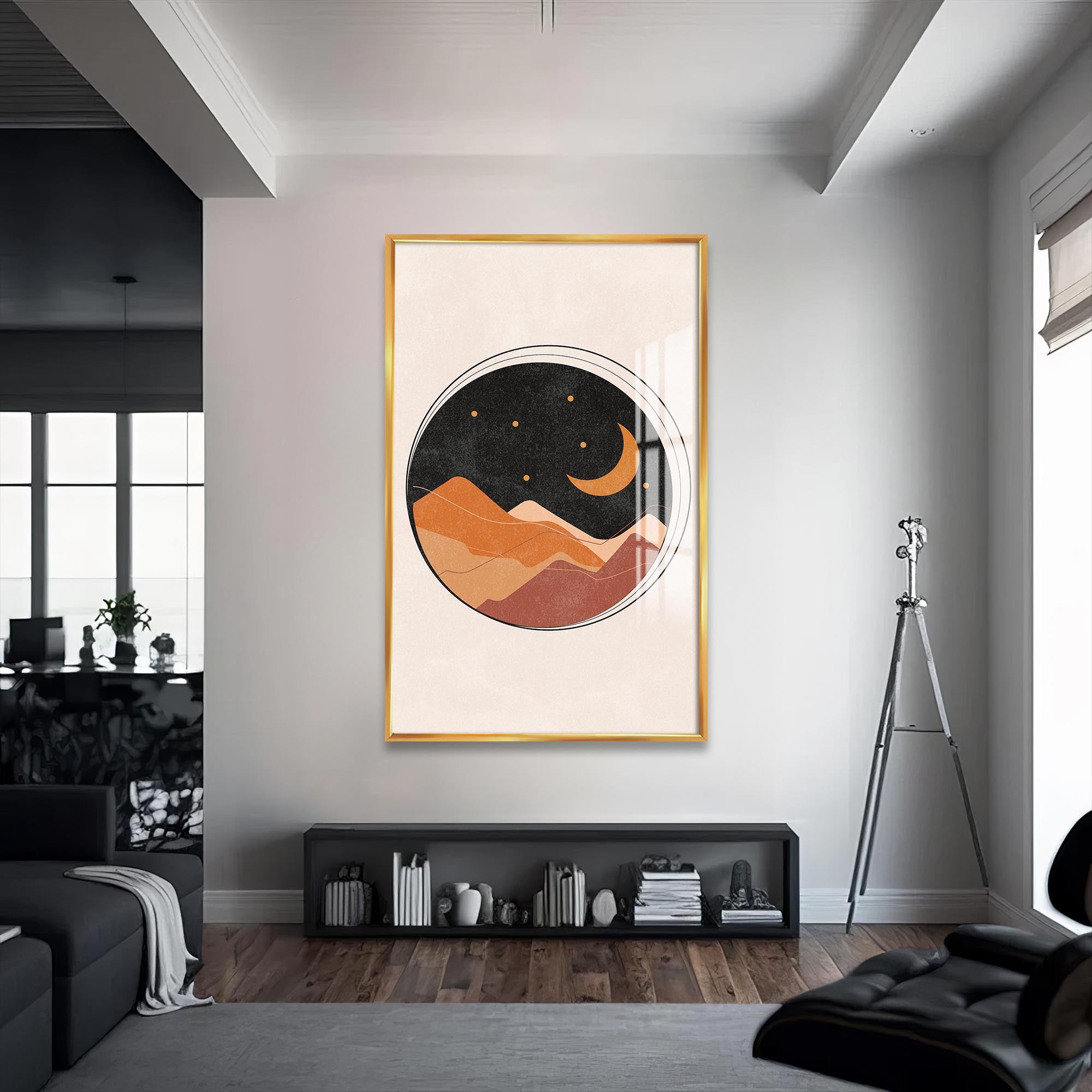 Desert Moonscape– Bohemian Tempered Glass Wall Art