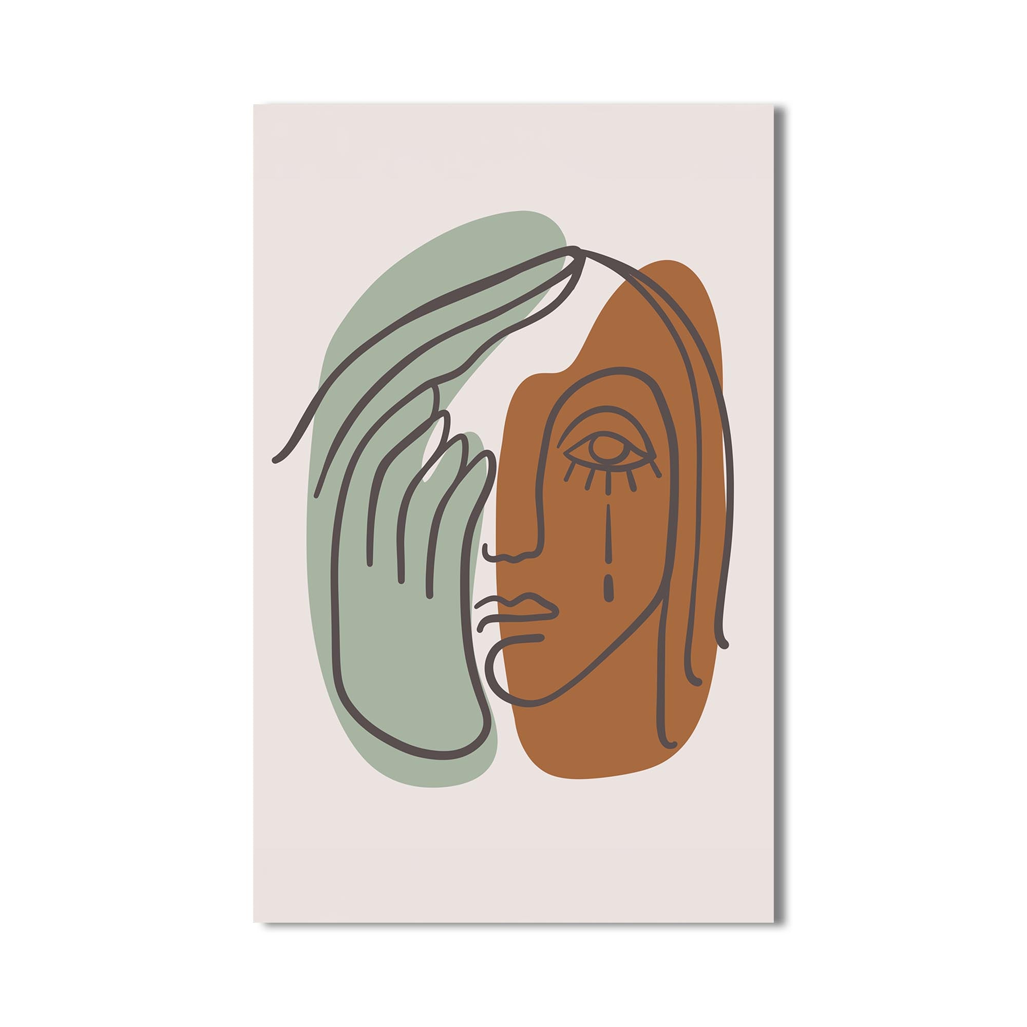 Split Emotions Line Art– Bohemian Tempered Glass Wall Art