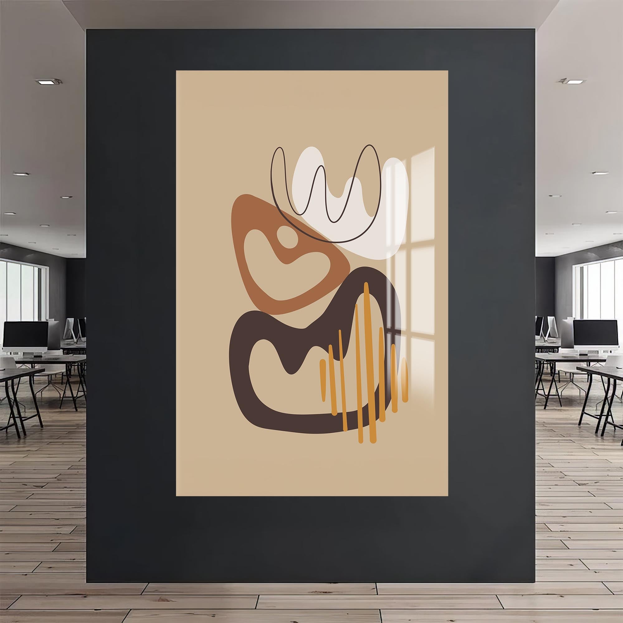 Organic Flow Shapes– Bohemian Tempered Glass Wall Art
