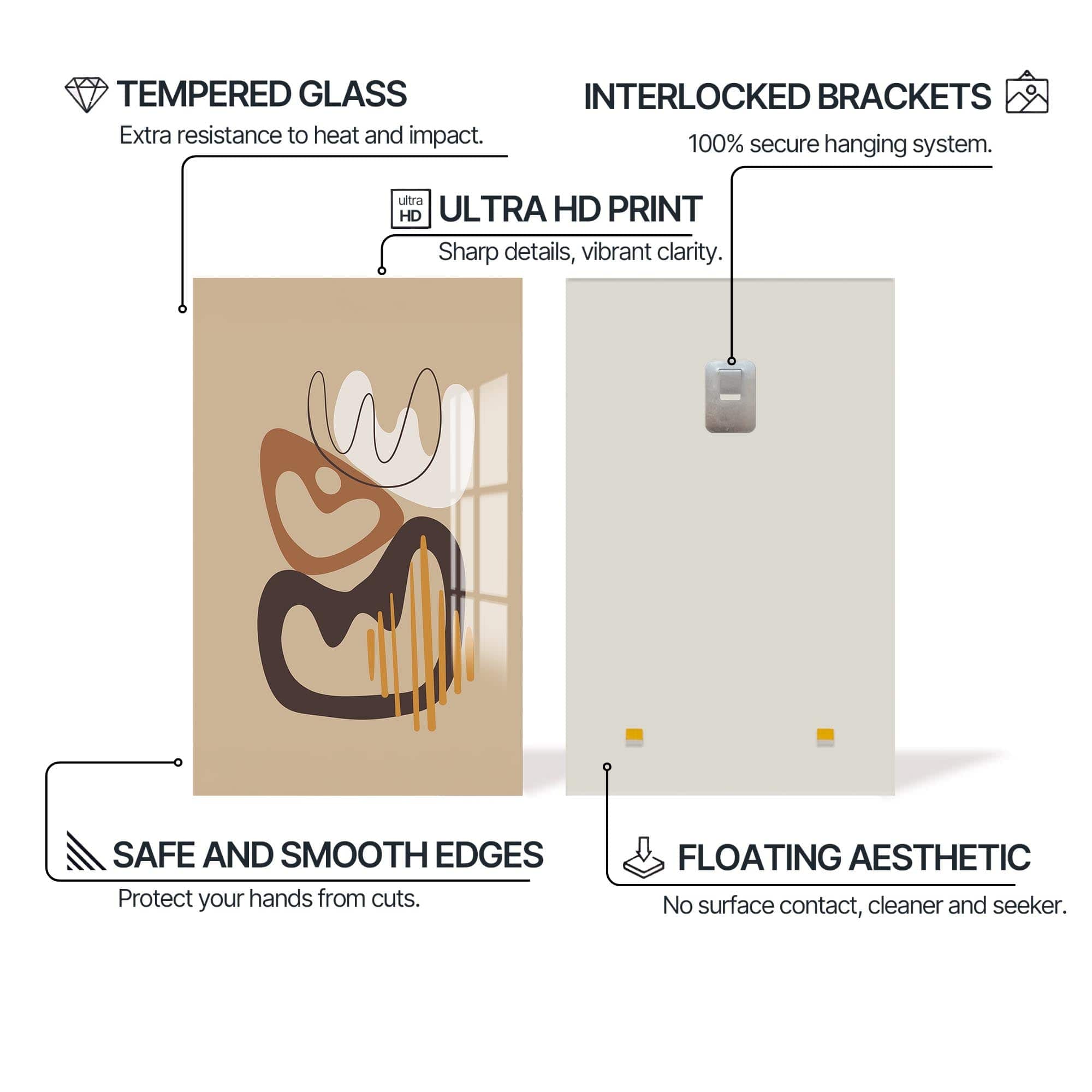 Artronauts Glass Print Organic Flow Shapes– Bohemian Tempered Glass Wall Art