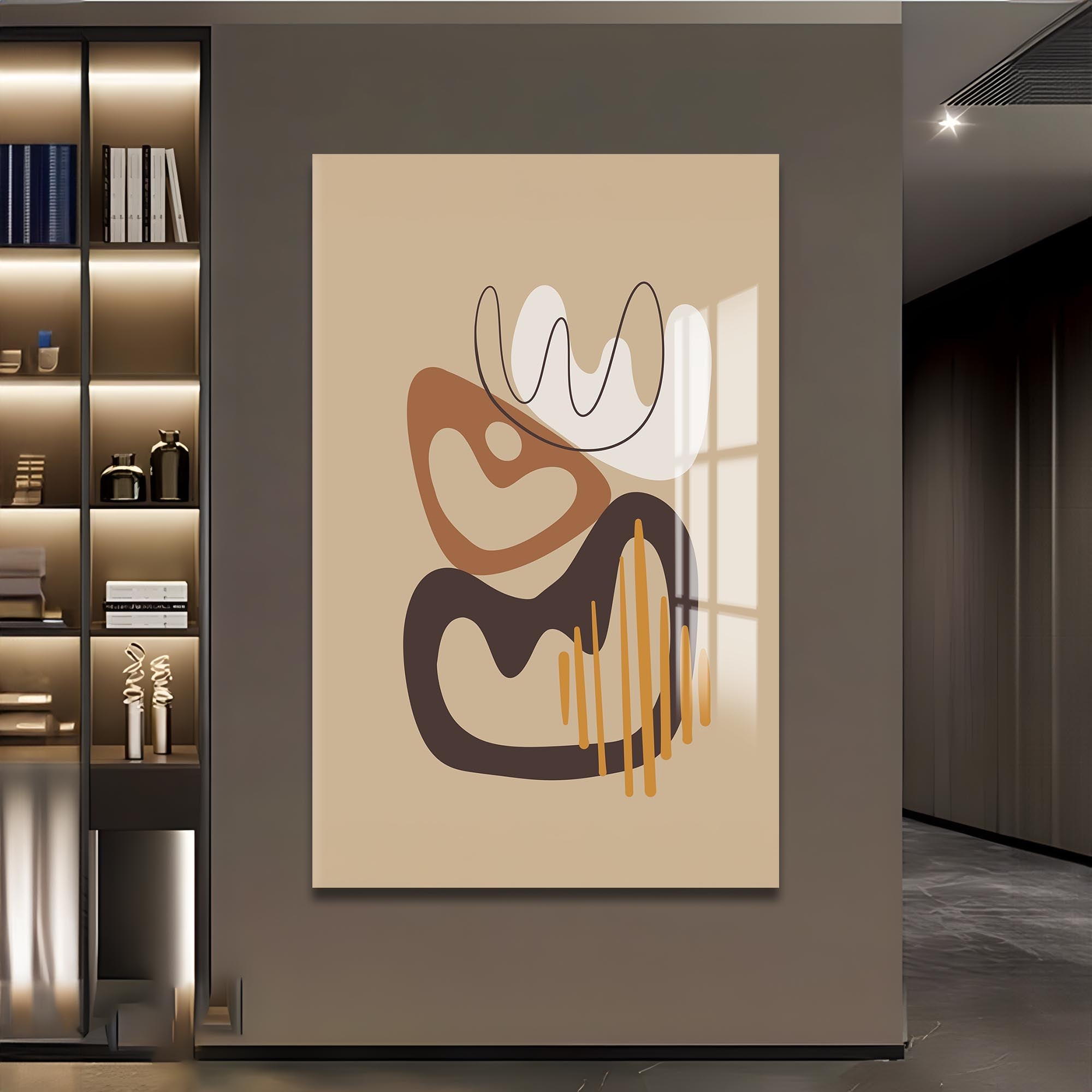 Organic Flow Shapes– Bohemian Tempered Glass Wall Art