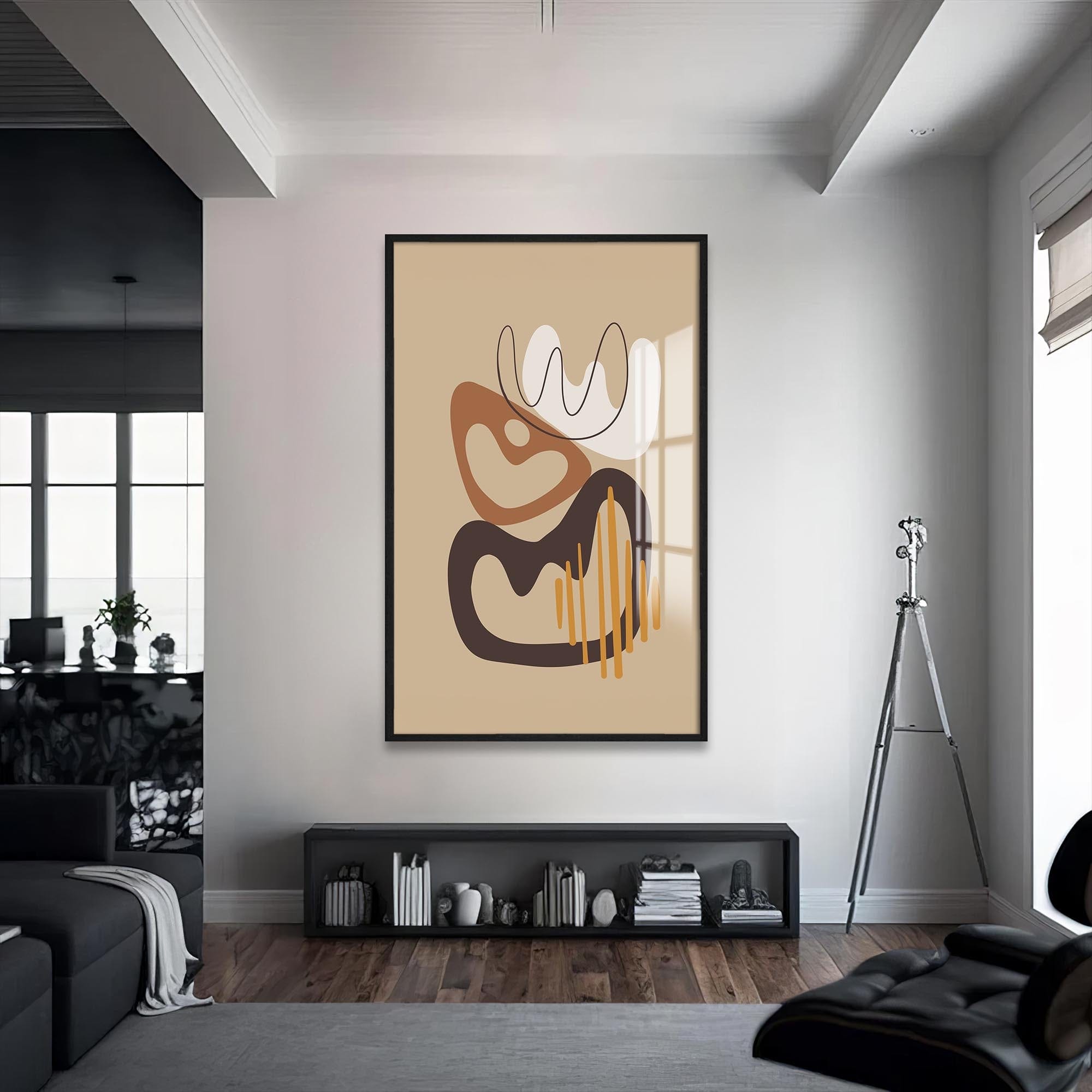 Artronauts Glass Print S | 72x46 cm | 28.3"x18.1" / Black Organic Flow Shapes– Bohemian Tempered Glass Wall Art