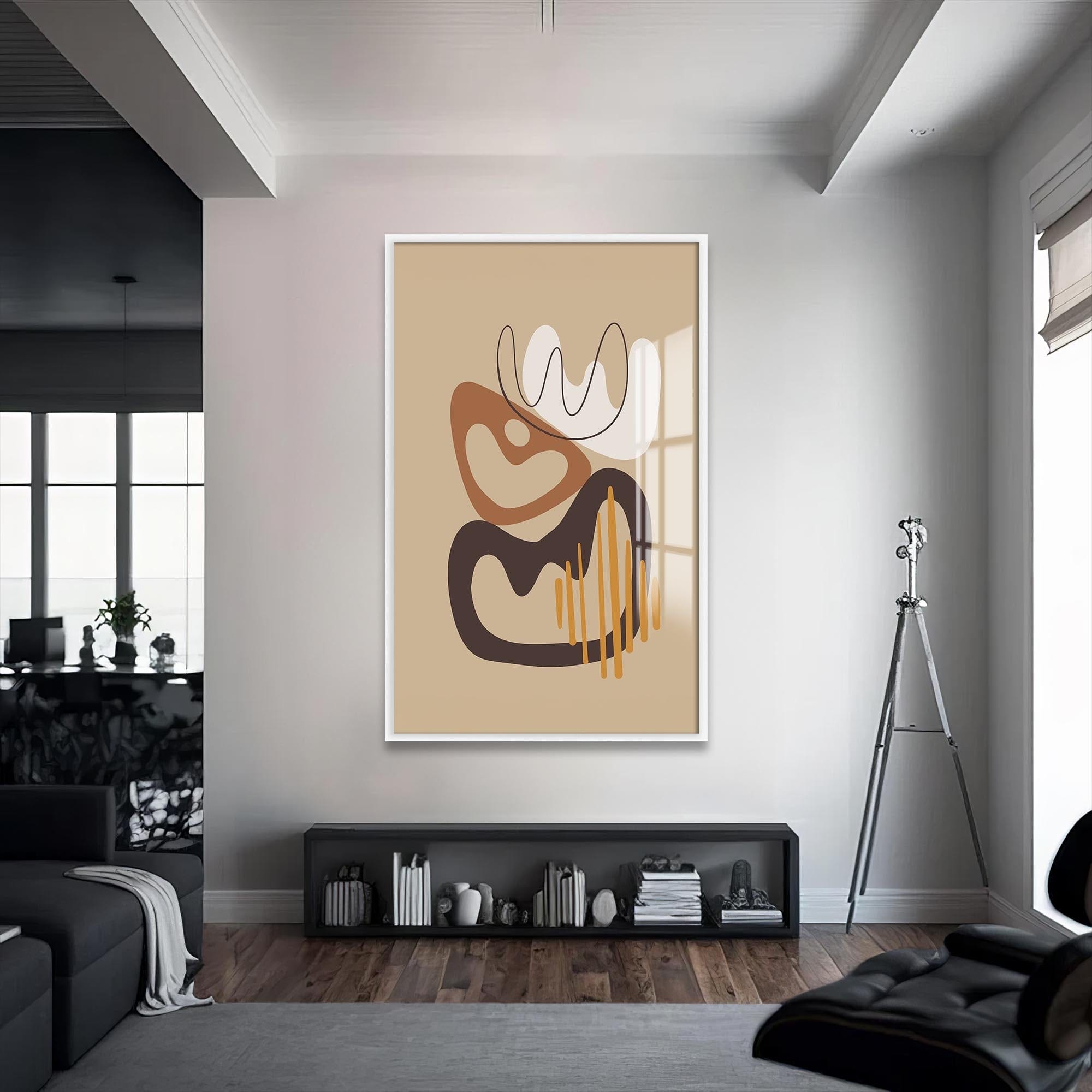 Artronauts Glass Print S | 72x46 cm | 28.3"x18.1" / White Organic Flow Shapes– Bohemian Tempered Glass Wall Art