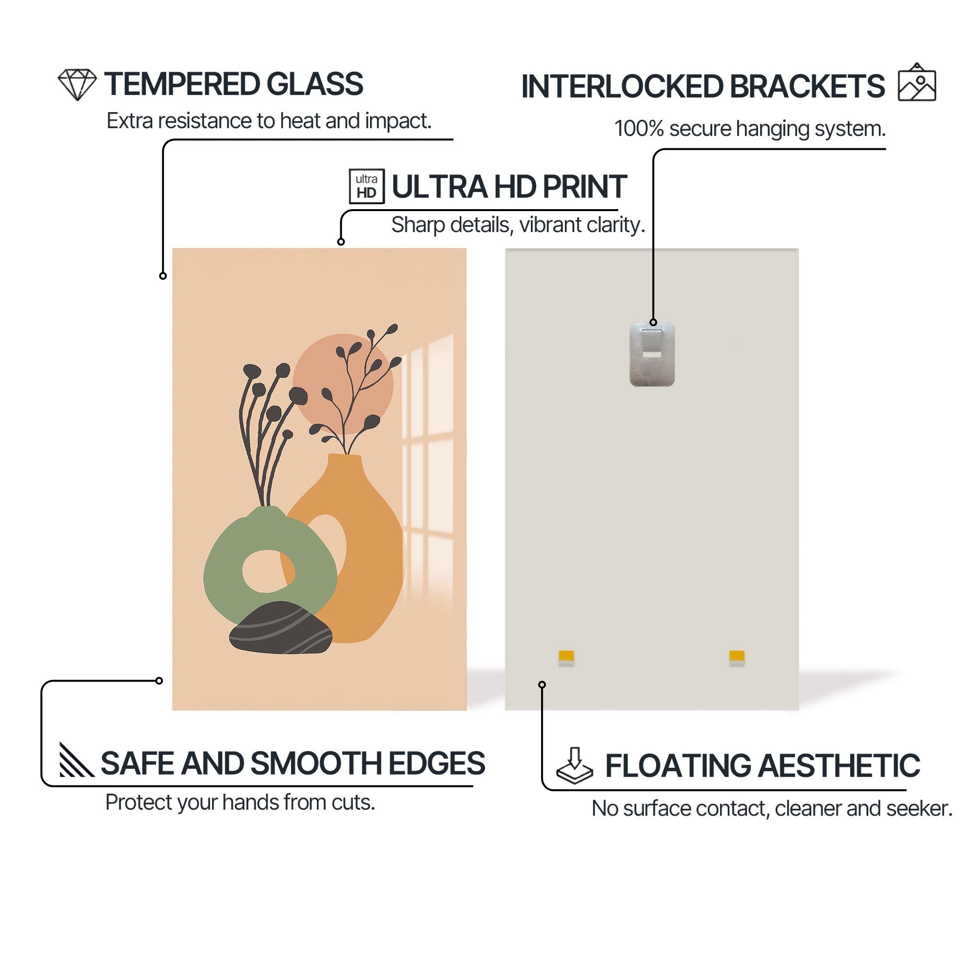 Soft Vase Still Life– Bohemian Tempered Glass Wall Art