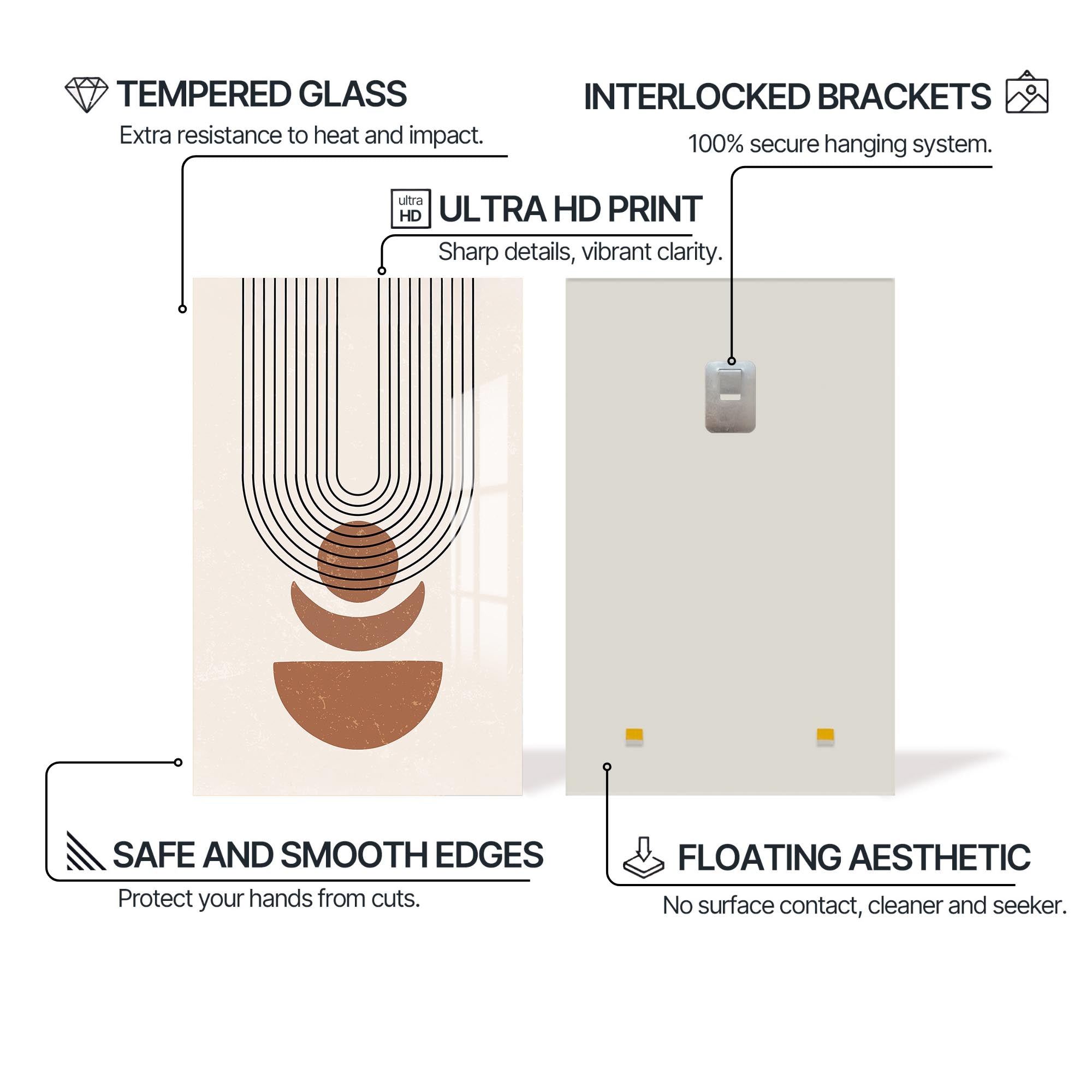 Retro Arc Balance– Bohemian Tempered Glass Wall Art