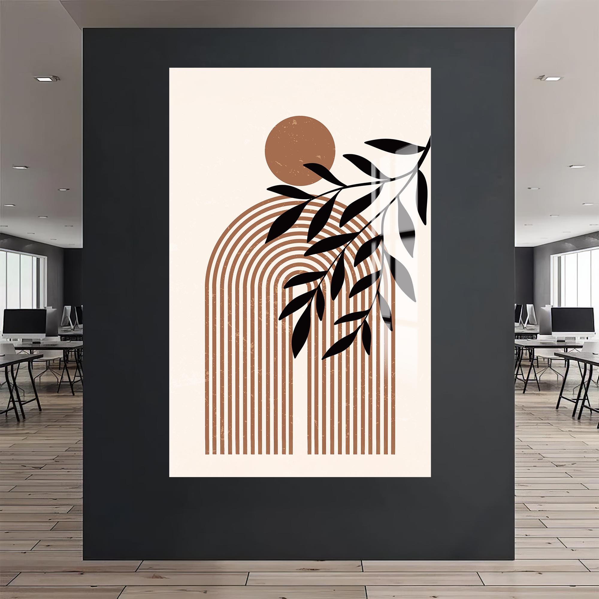 Botanical Arc Harmony– Bohemian Tempered Glass Wall Art