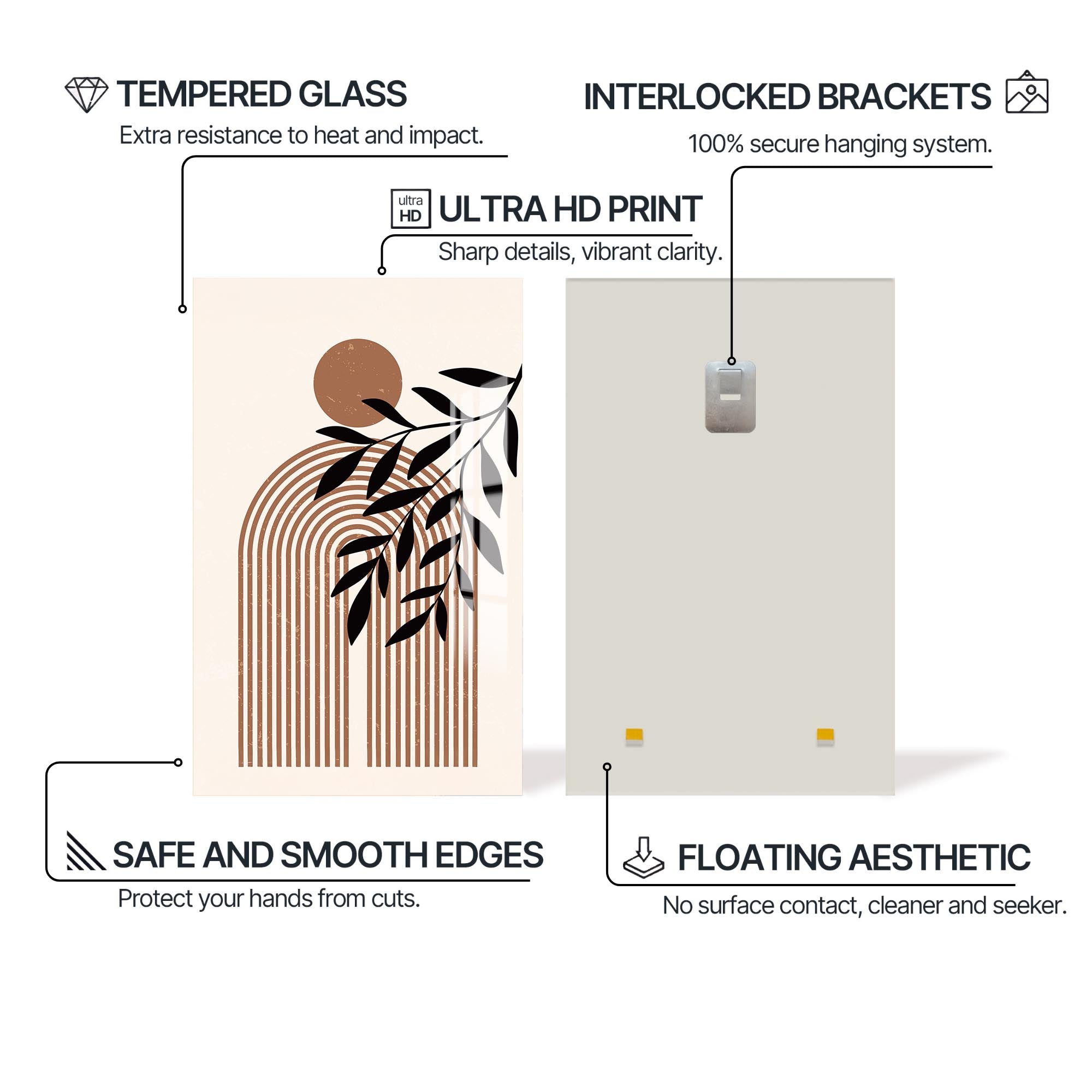 Botanical Arc Harmony– Bohemian Tempered Glass Wall Art