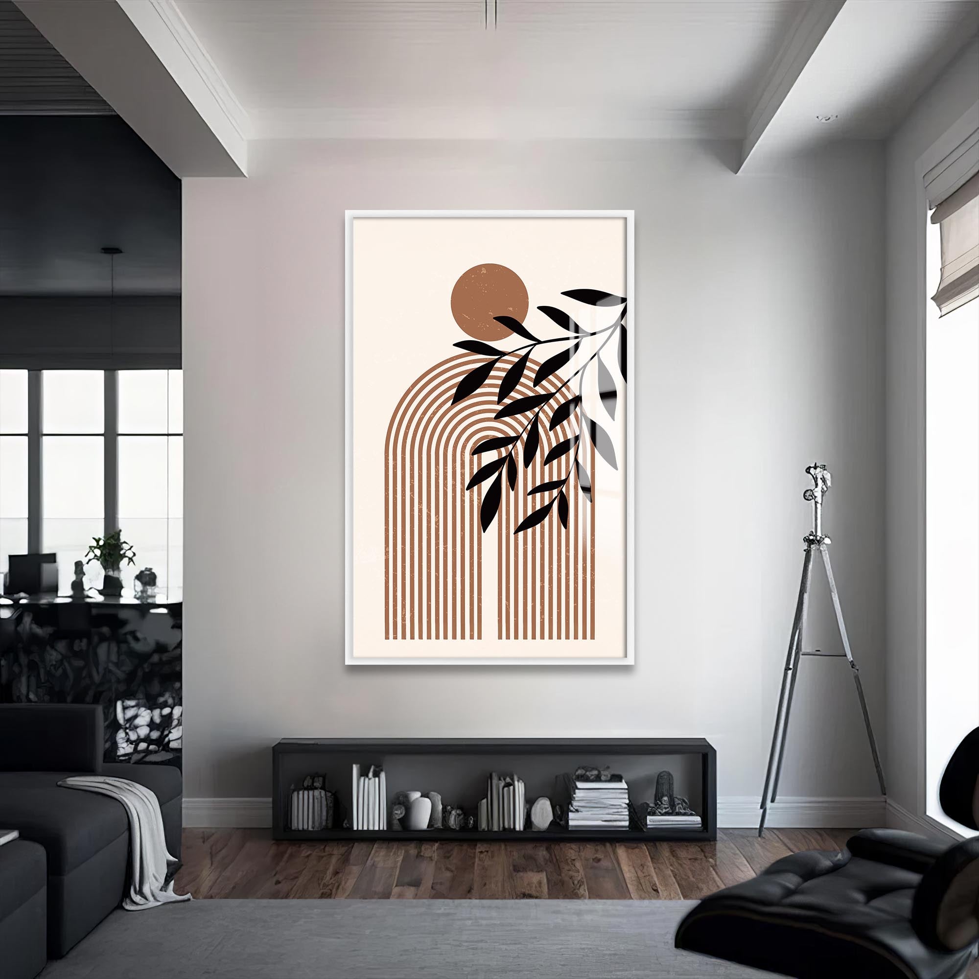 Botanical Arc Harmony– Bohemian Tempered Glass Wall Art