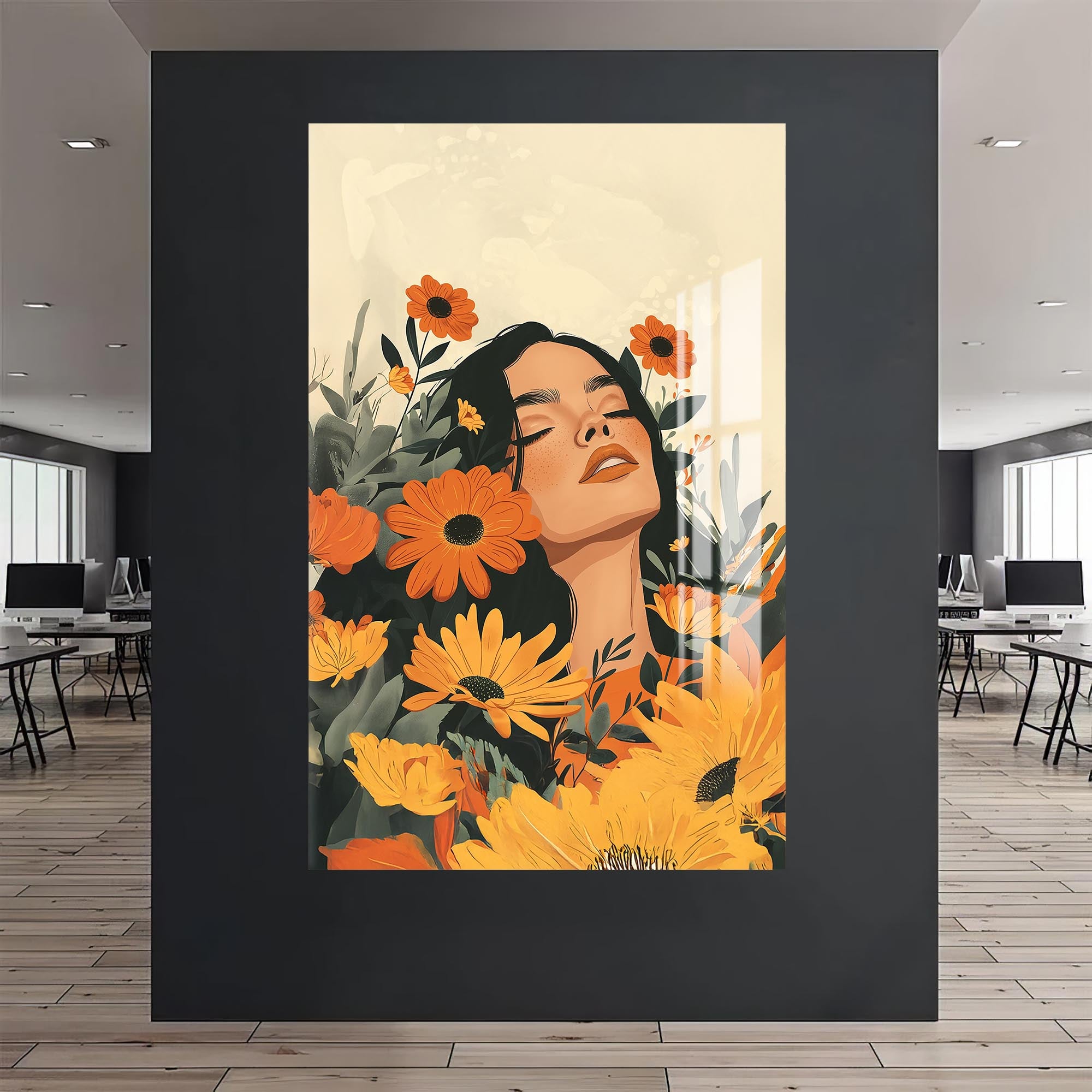 Blooming Reverie– Bohemian Tempered Glass Wall Art