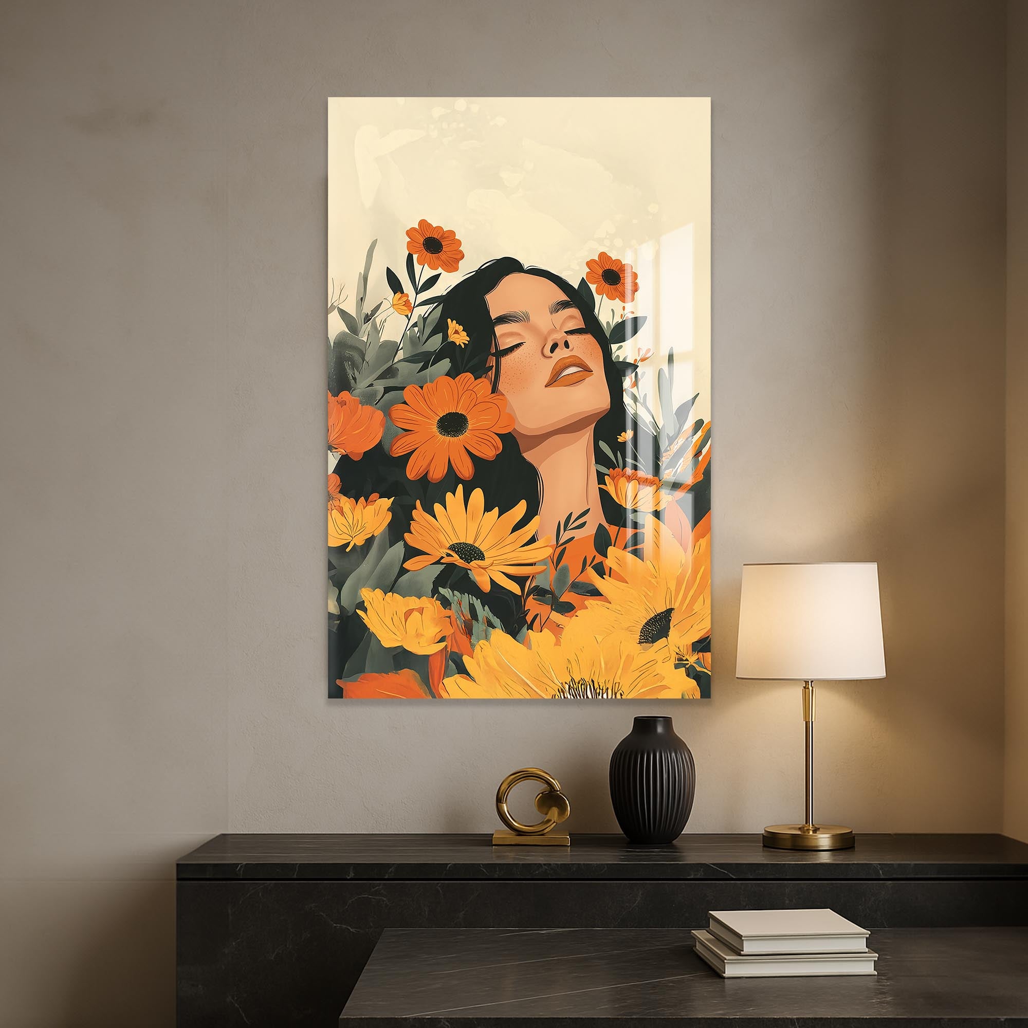 Blooming Reverie– Bohemian Tempered Glass Wall Art