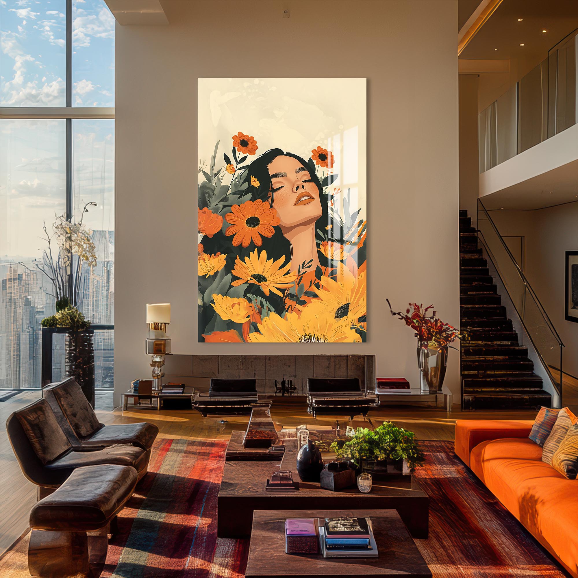 Blooming Reverie– Bohemian Tempered Glass Wall Art