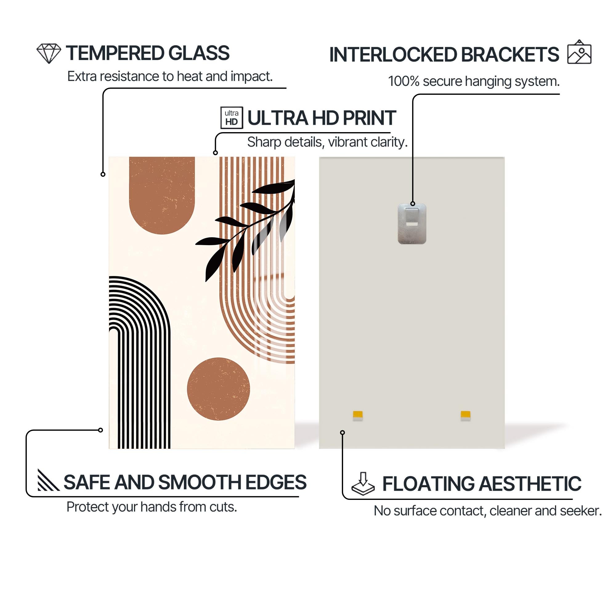 Artronauts Glass Print Modern Arc Composition– Bohemian Tempered Glass Wall Art