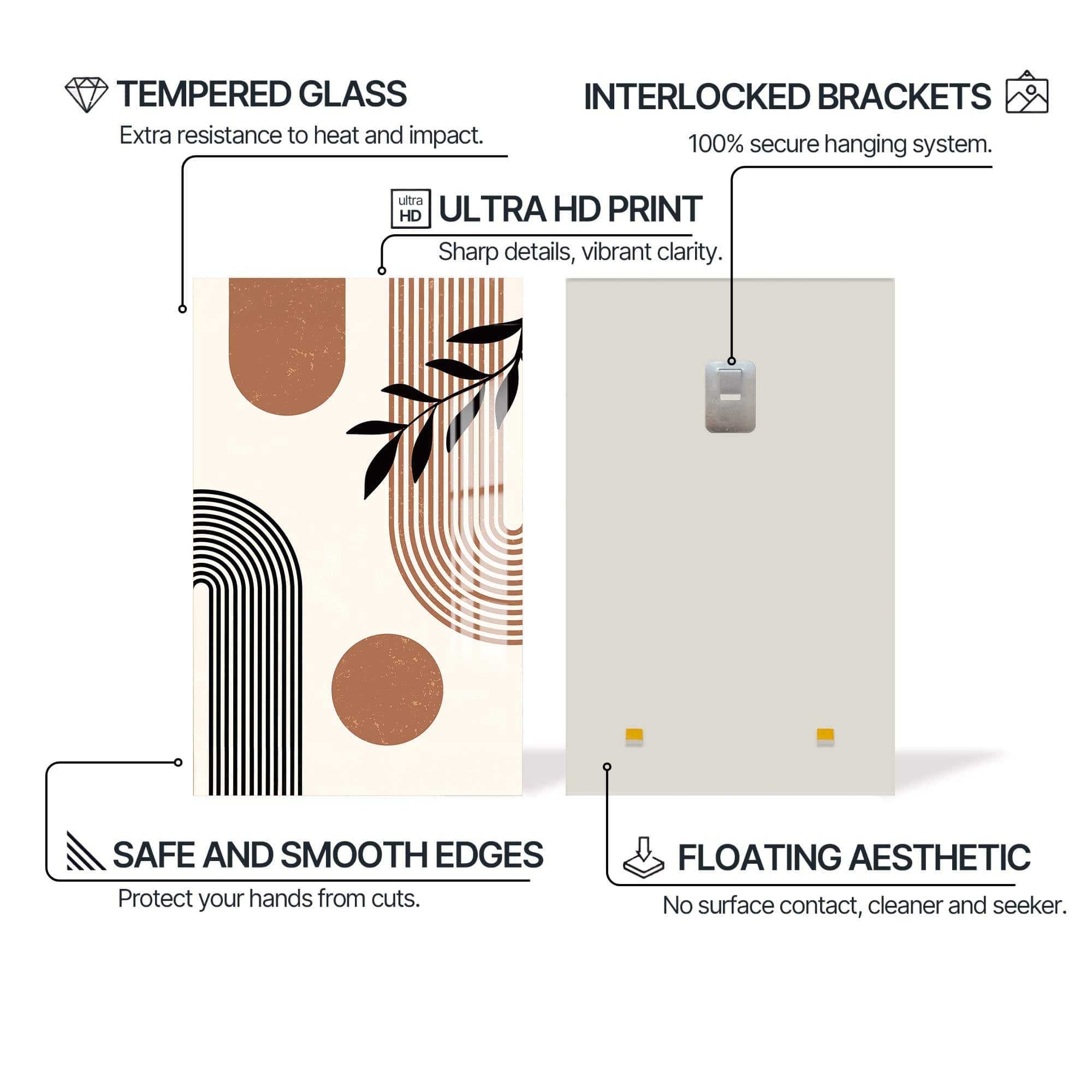 Artronauts Glass Print Modern Arc Composition– Bohemian Tempered Glass Wall Art