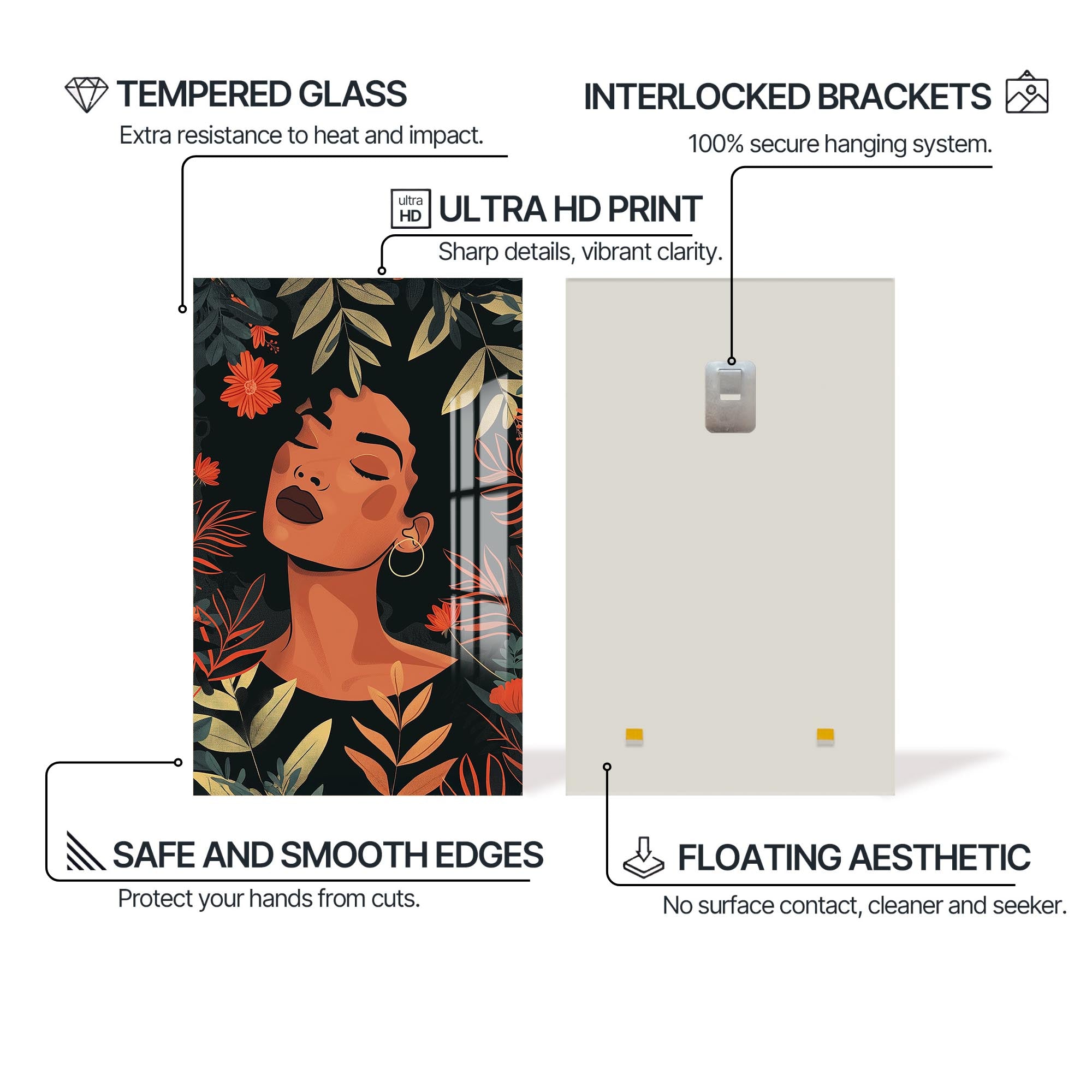 Artronauts Glass Print Midnight Flora– Bohemian Tempered Glass Wall Art