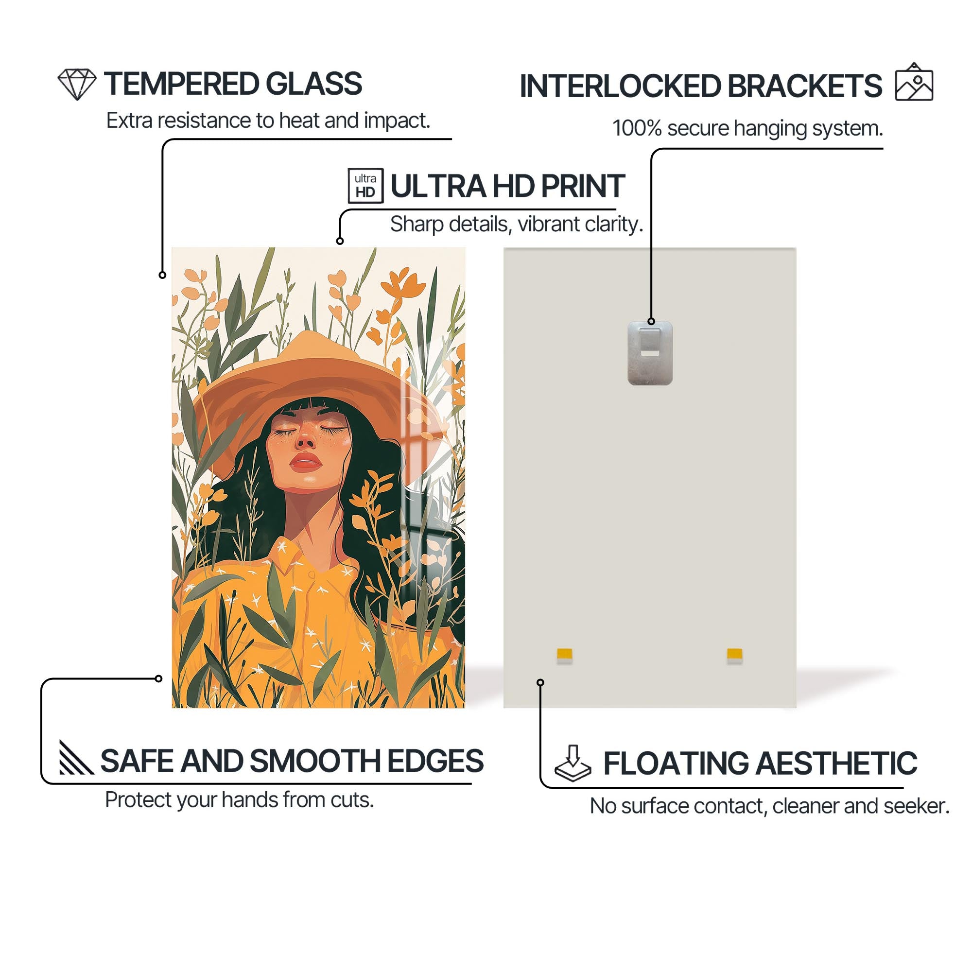 Artronauts Glass Print Golden Meadow– Bohemian Tempered Glass Wall Art