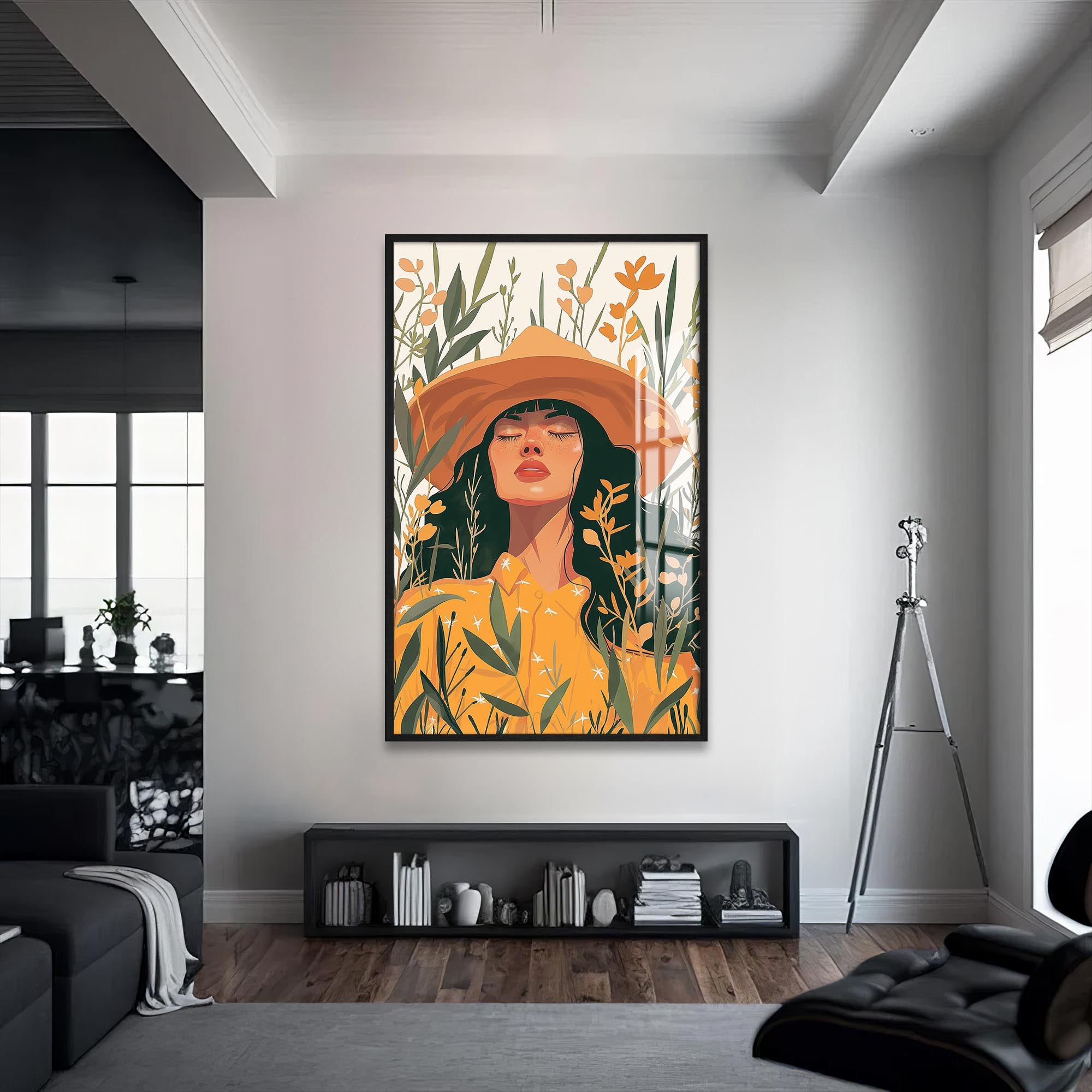 Artronauts Glass Print S | 72x46 cm | 28.3"x18.1" / Black Golden Meadow– Bohemian Tempered Glass Wall Art