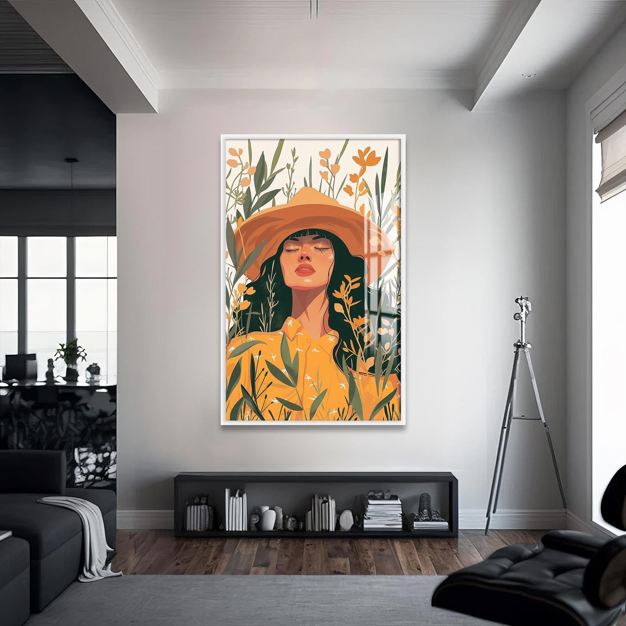 Artronauts Glass Print S | 72x46 cm | 28.3"x18.1" / White Golden Meadow– Bohemian Tempered Glass Wall Art