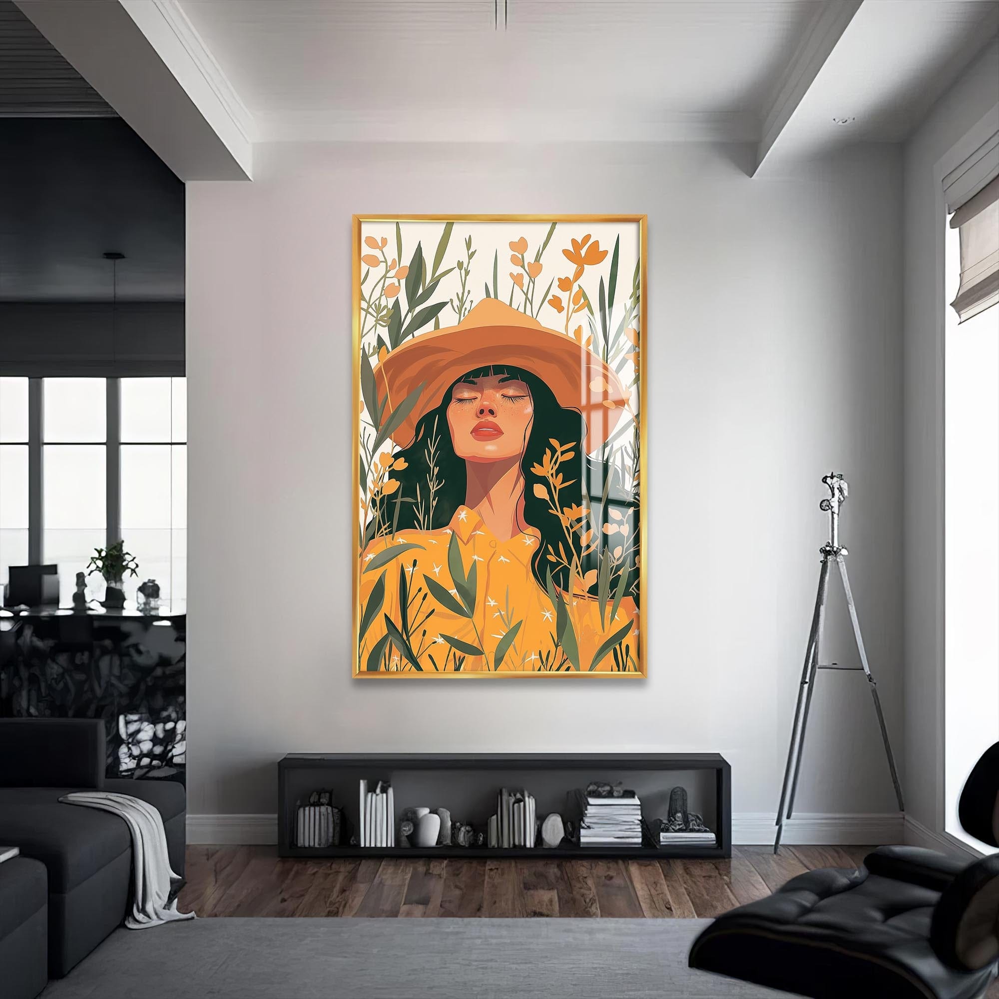Artronauts Glass Print S | 72x46 cm | 28.3"x18.1" / Gold Golden Meadow– Bohemian Tempered Glass Wall Art