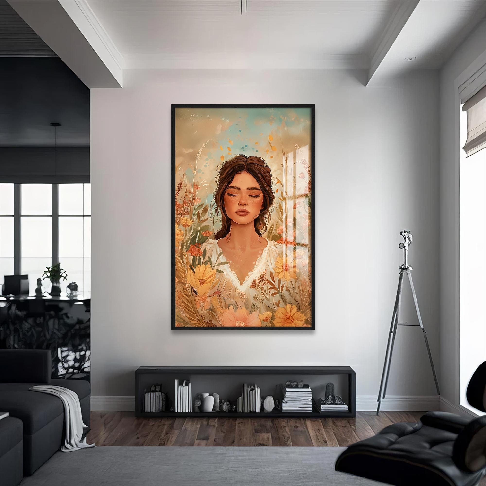 Artronauts Glass Print S | 72x46 cm | 28.3"x18.1" / Black Fields of Tranquillity– Bohemian Tempered Glass Wall Art