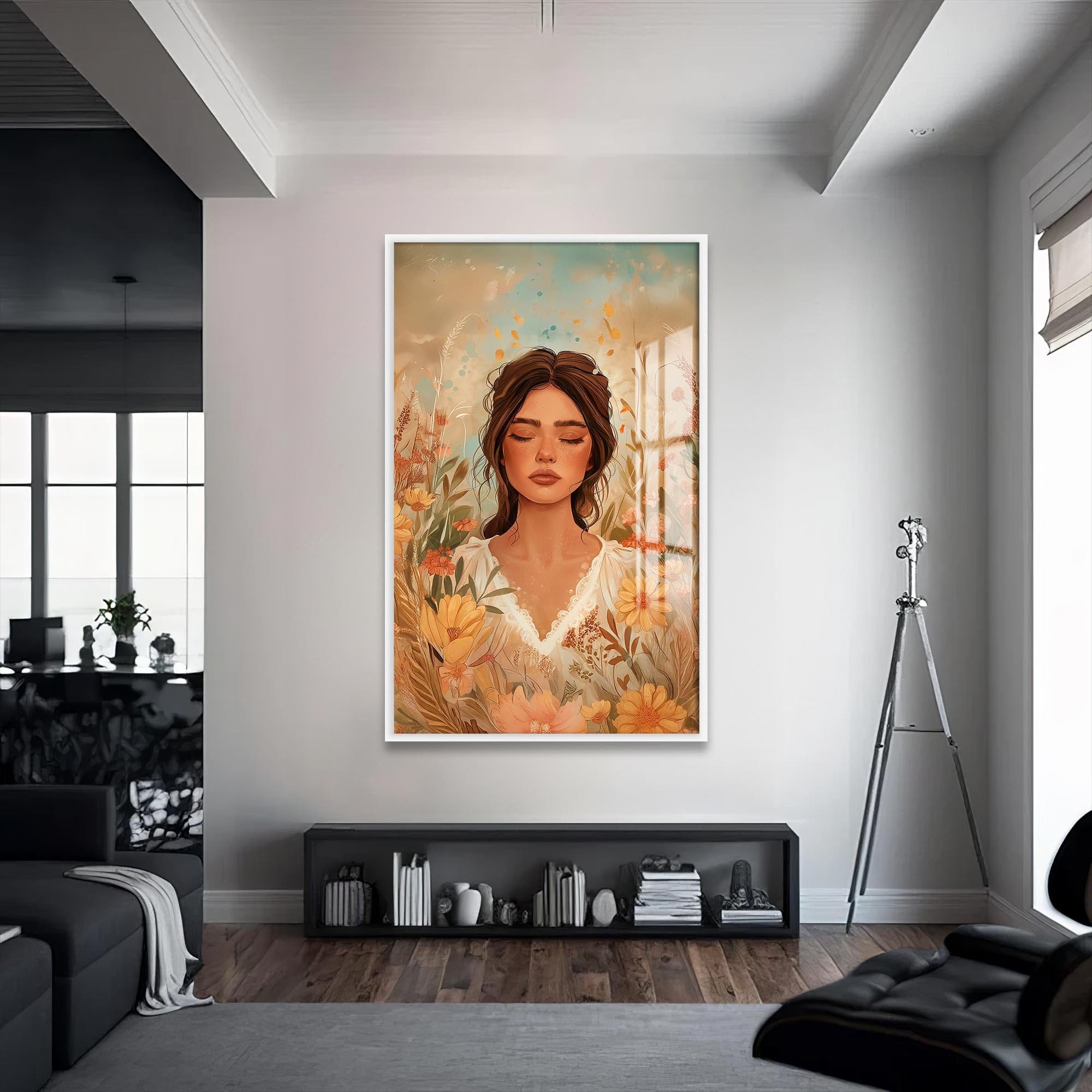 Artronauts Glass Print S | 72x46 cm | 28.3"x18.1" / White Fields of Tranquillity– Bohemian Tempered Glass Wall Art