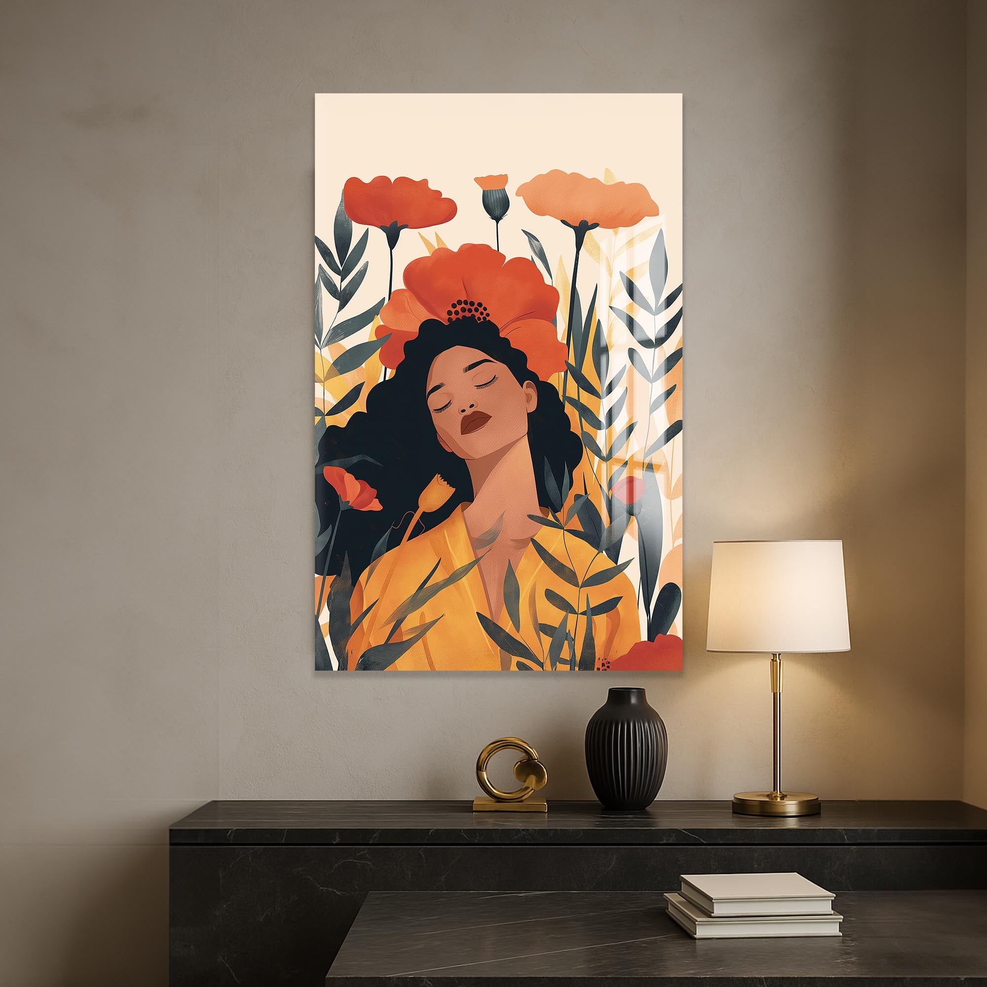 Artronauts Glass Print Scarlet Bloom – Bohemian Tempered Glass Wall Art