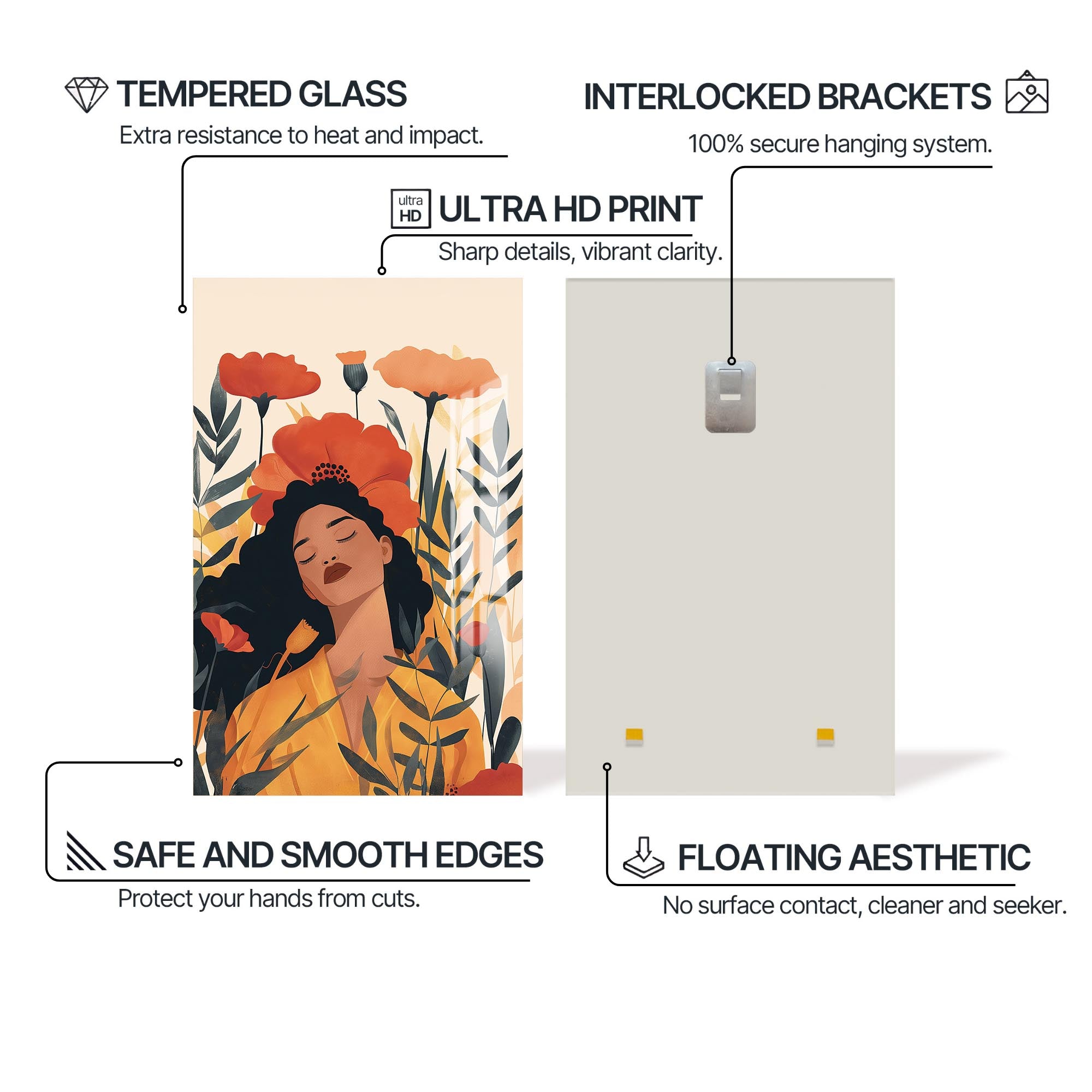 Artronauts Glass Print Scarlet Bloom – Bohemian Tempered Glass Wall Art