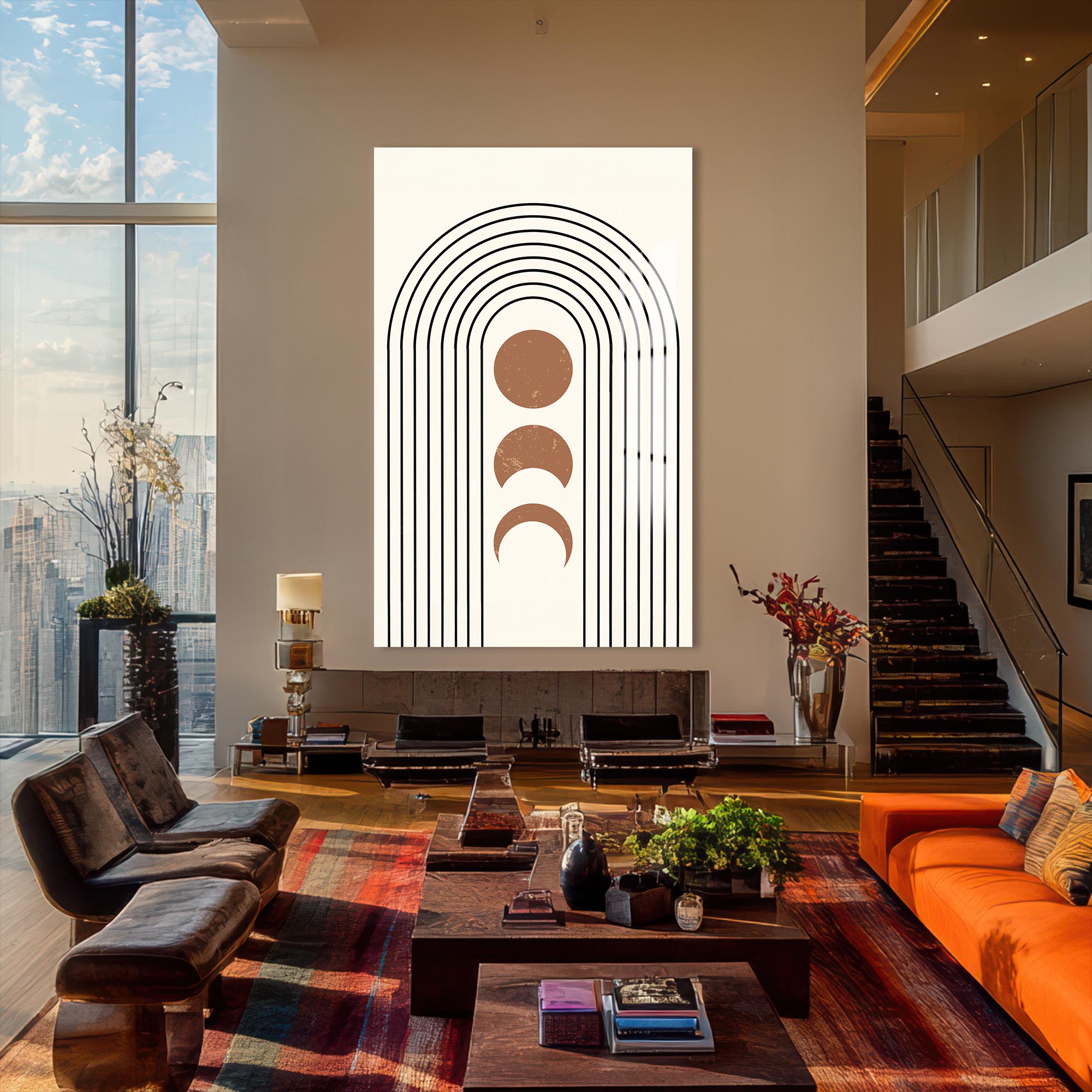 Artronauts Glass Print Lunar Arc Phases– Bohemian Tempered Glass Wall Art