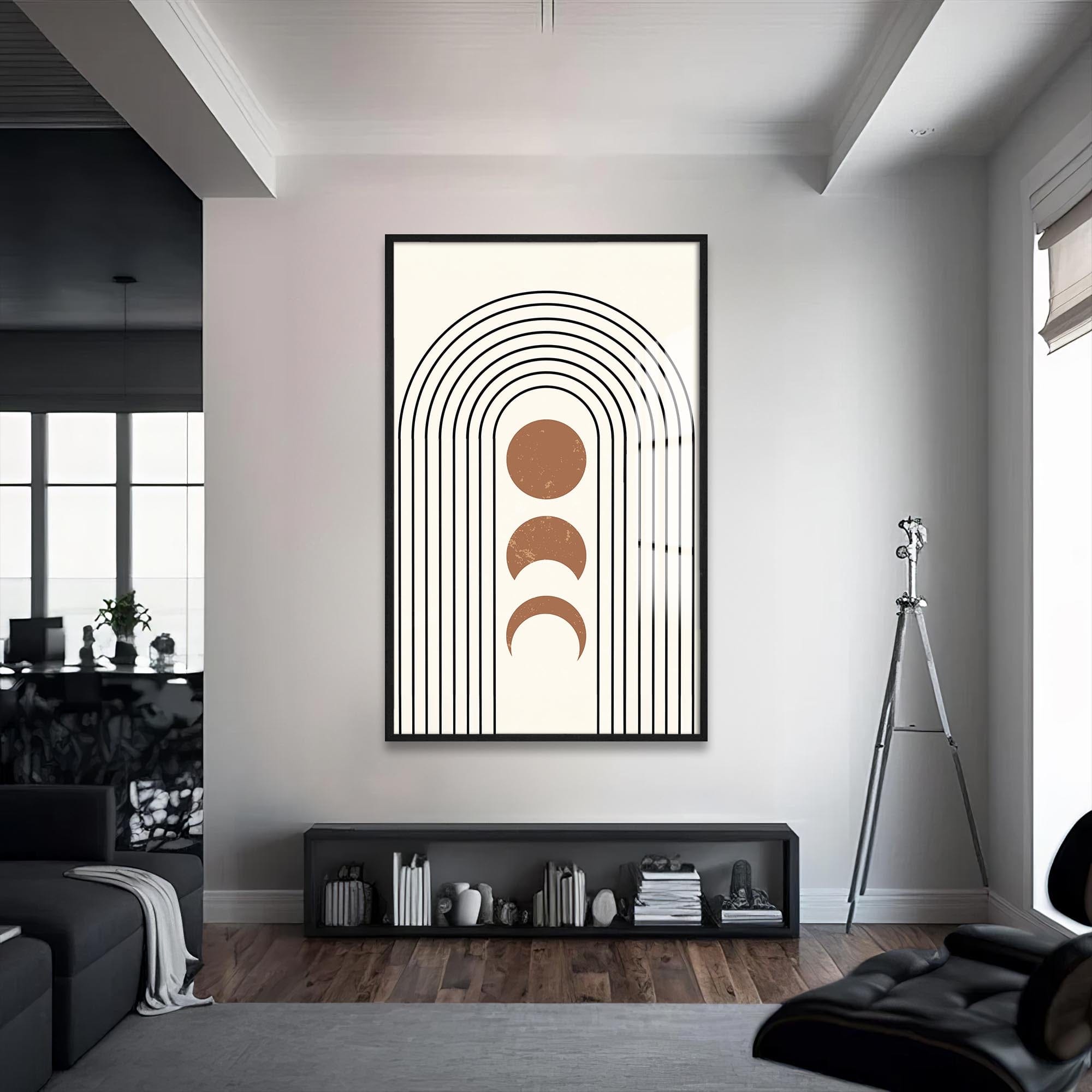 Artronauts Glass Print S | 72x46 cm | 28.3"x18.1" / Black Lunar Arc Phases– Bohemian Tempered Glass Wall Art