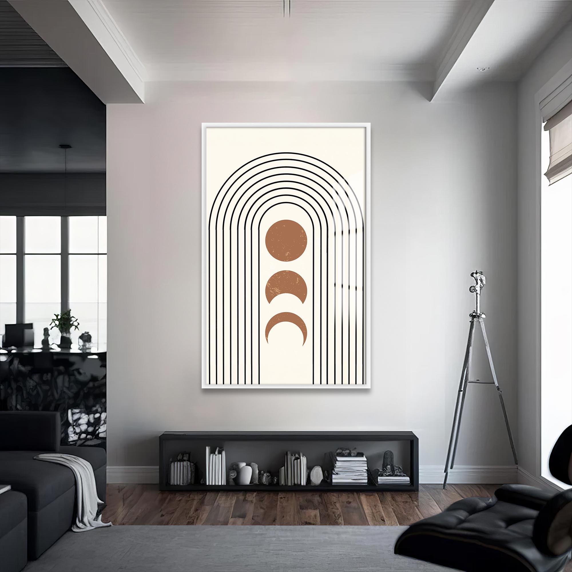 Artronauts Glass Print S | 72x46 cm | 28.3"x18.1" / White Lunar Arc Phases– Bohemian Tempered Glass Wall Art