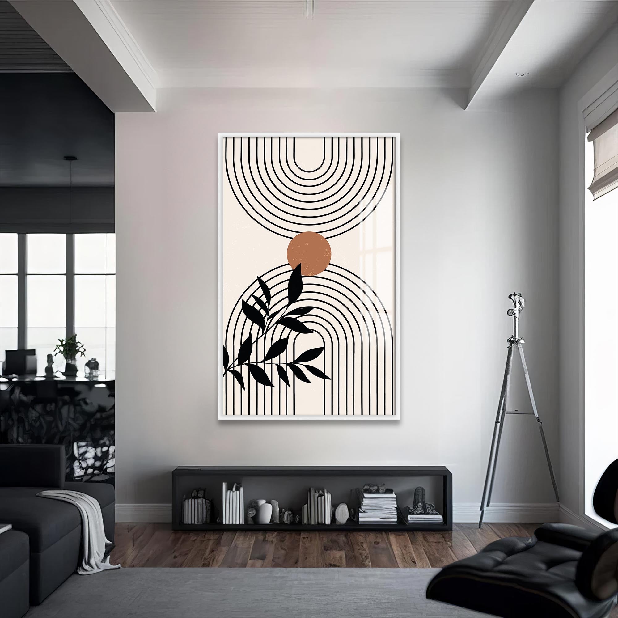 Dual Arc Balance– Bohemian Tempered Glass Wall Art