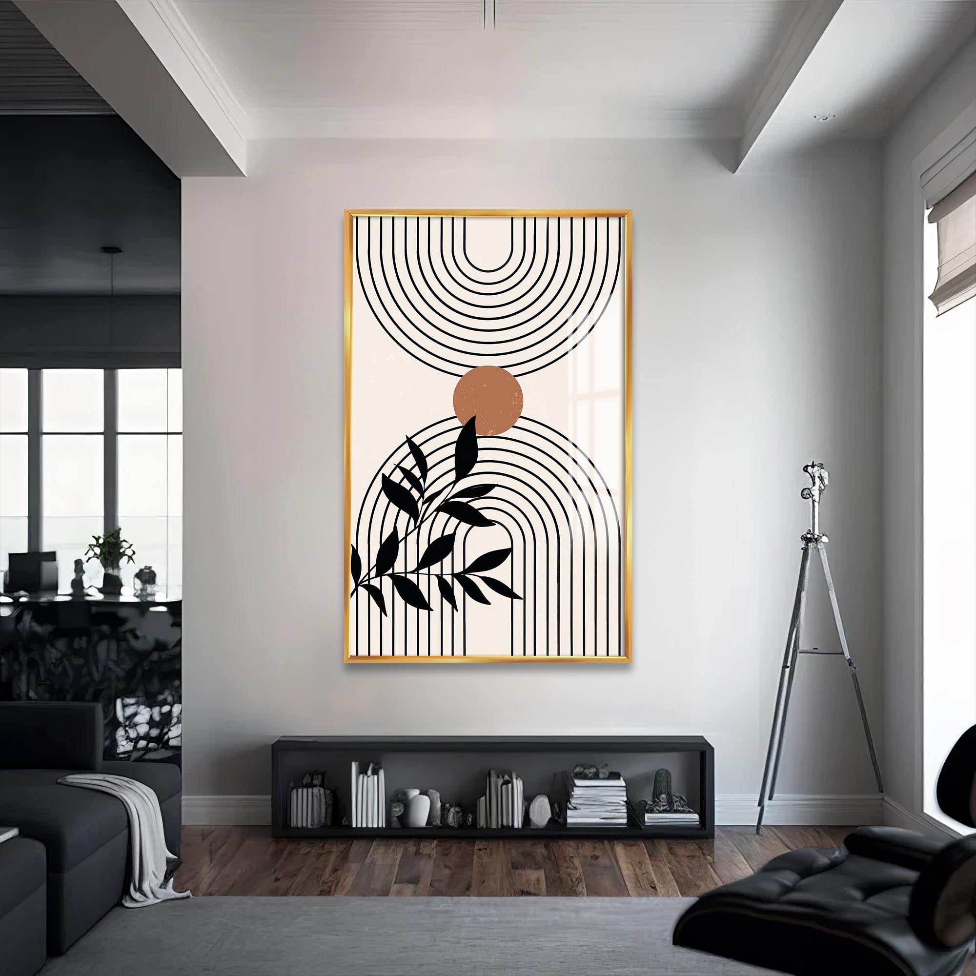 Dual Arc Balance– Bohemian Tempered Glass Wall Art