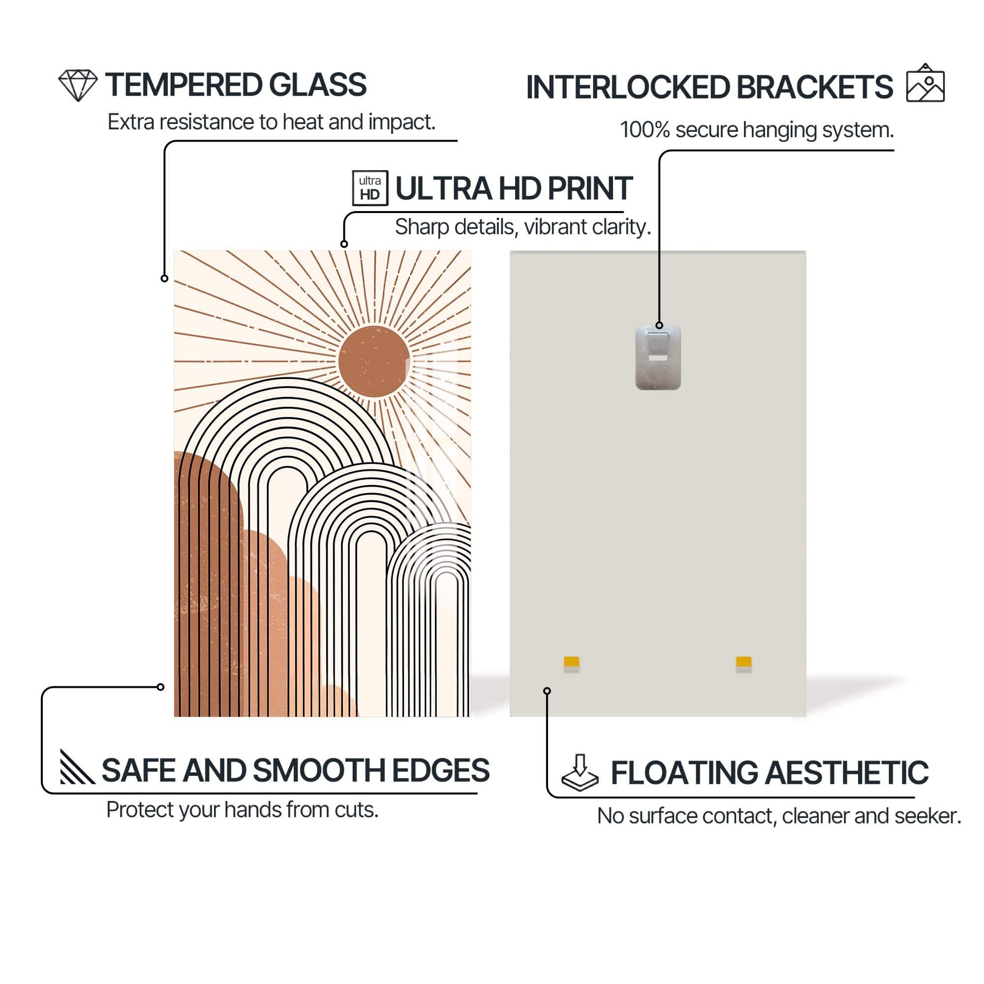 Artronauts Glass Print Rising Sun Arches– Bohemian Tempered Glass Wall Art