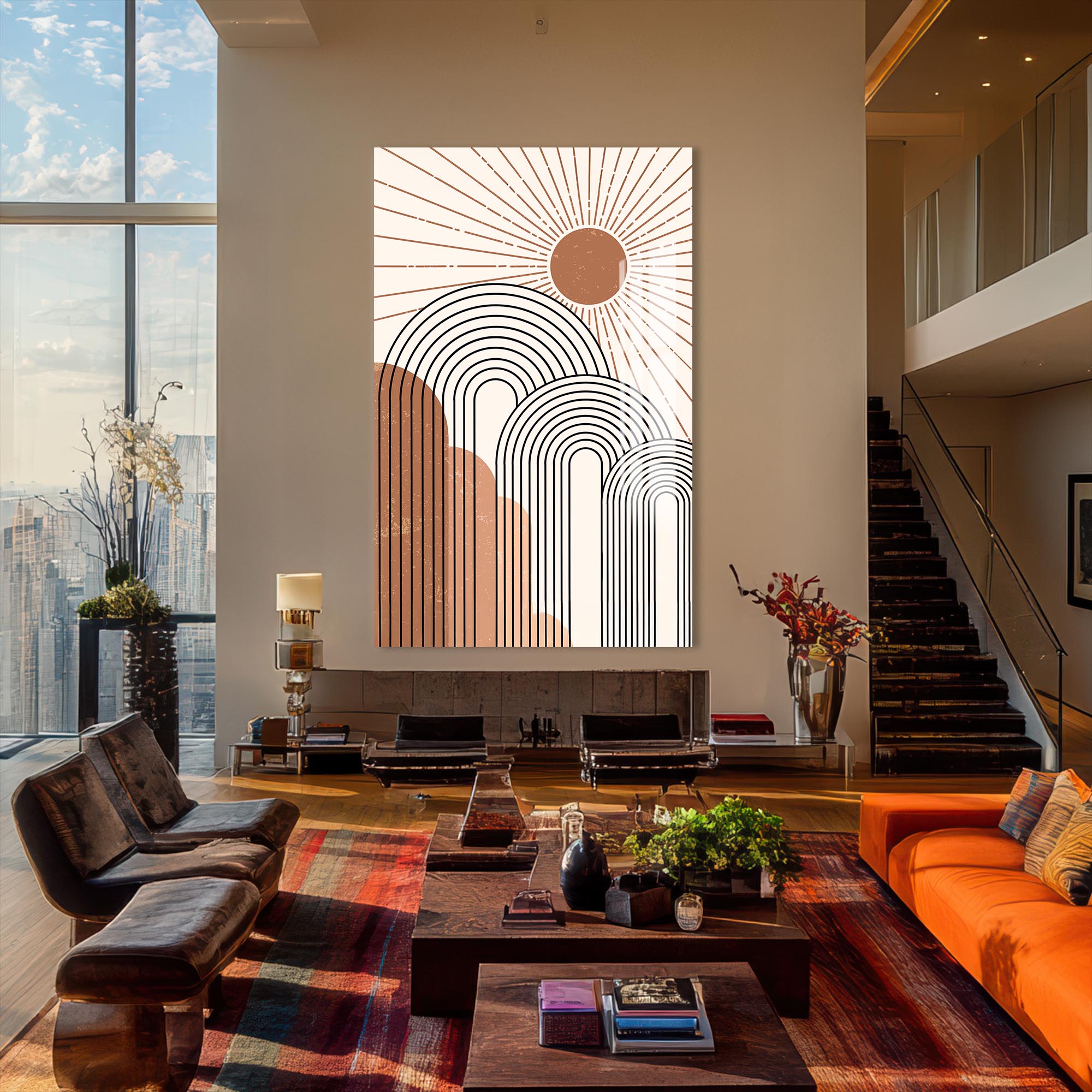 Rising Sun Arches– Bohemian Tempered Glass Wall Art