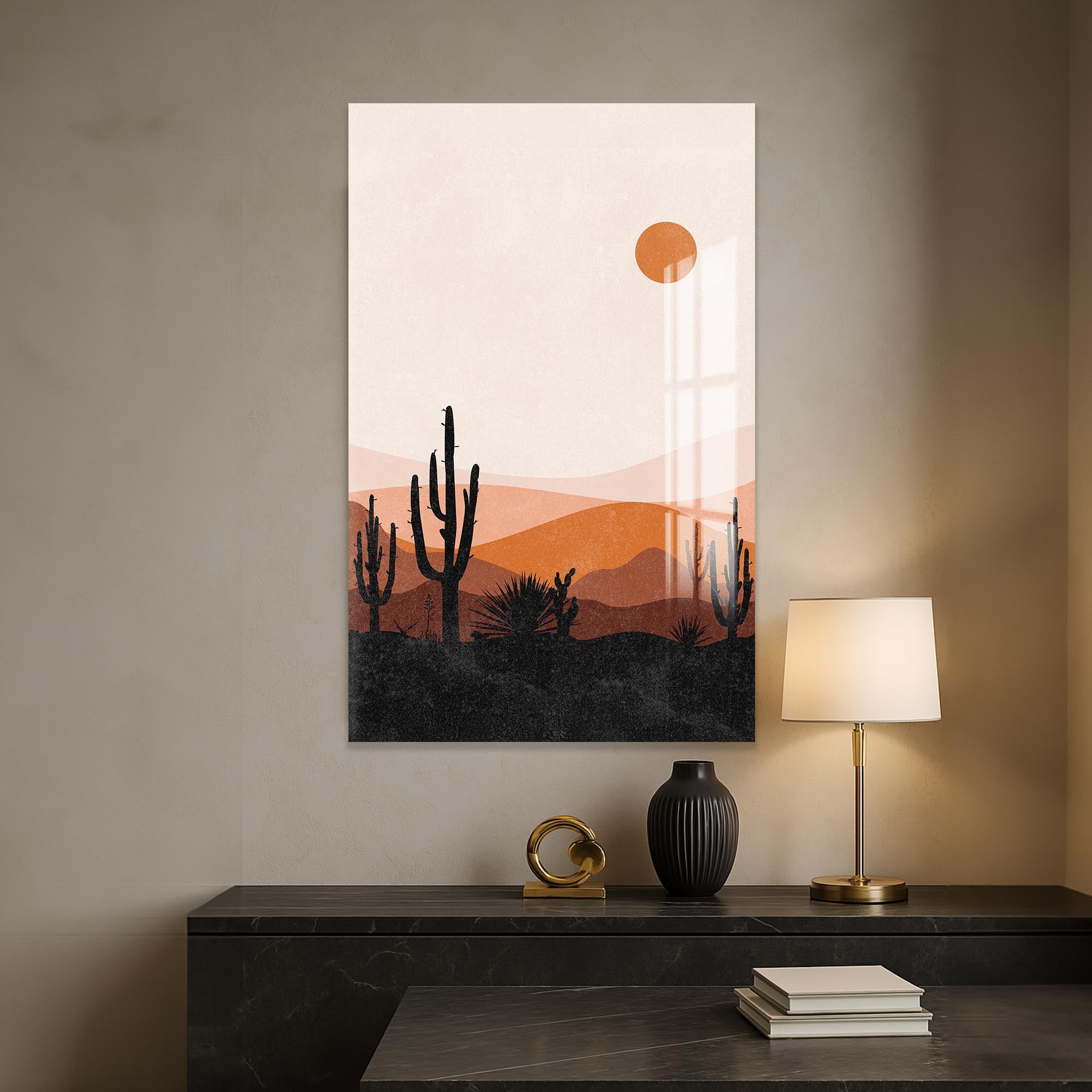 Cactus Horizon– Bohemian Tempered Glass Wall Art