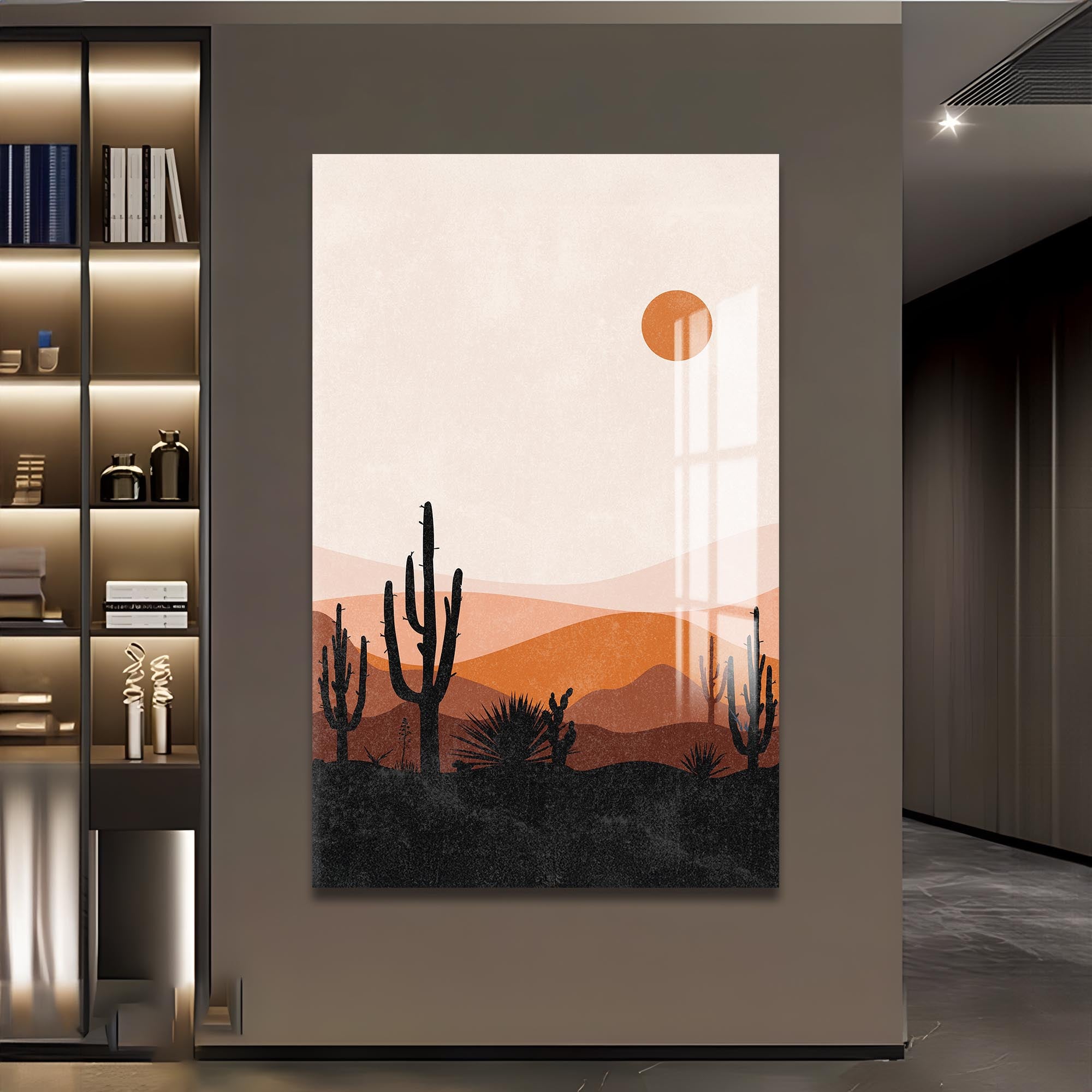 Cactus Horizon– Bohemian Tempered Glass Wall Art