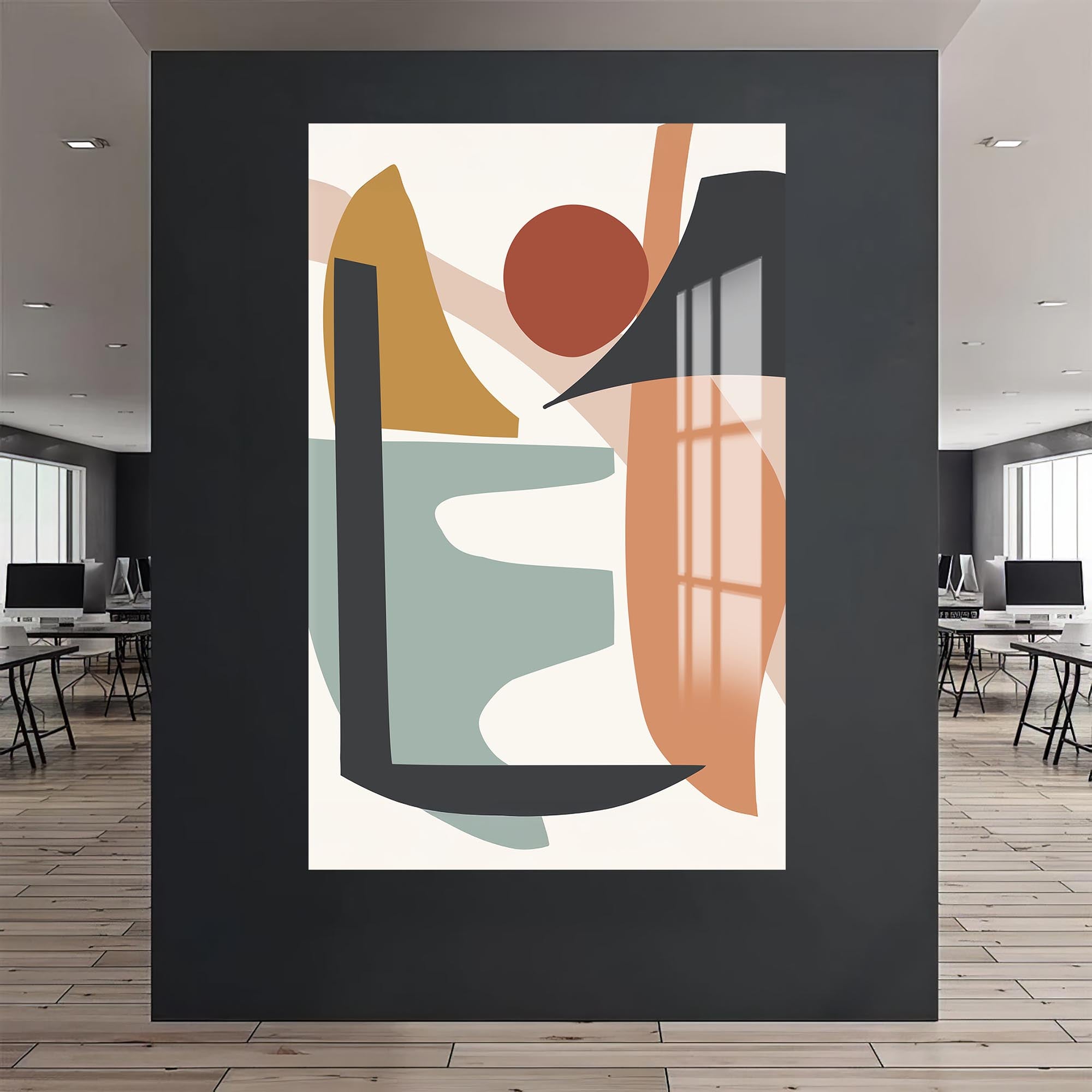 Abstract Motion Shapes – Bohemian Tempered Glass Wall Art