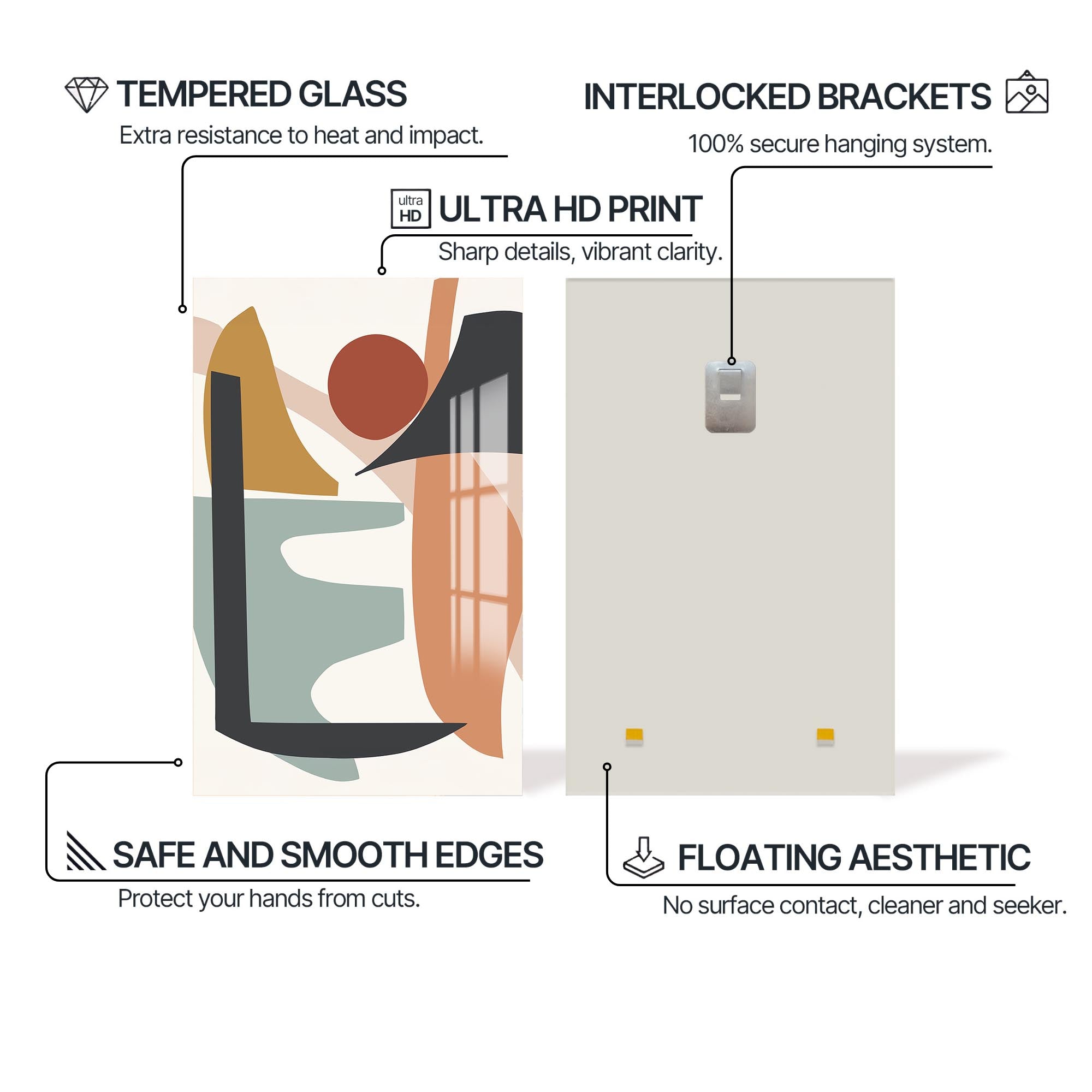 Abstract Motion Shapes – Bohemian Tempered Glass Wall Art