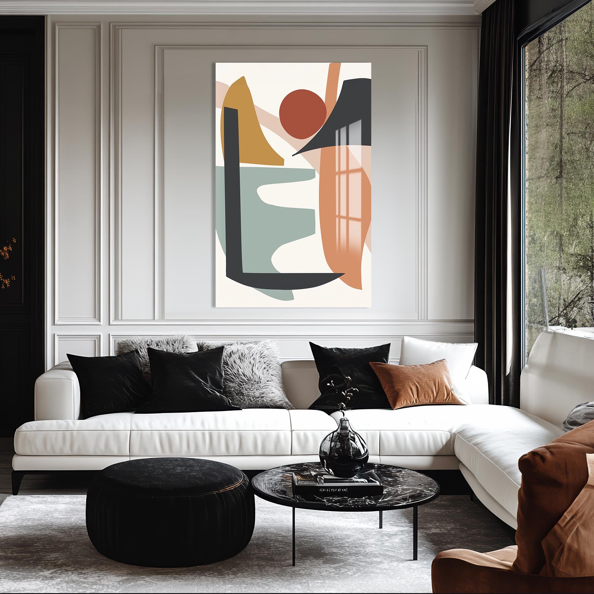 Abstract Motion Shapes – Bohemian Tempered Glass Wall Art